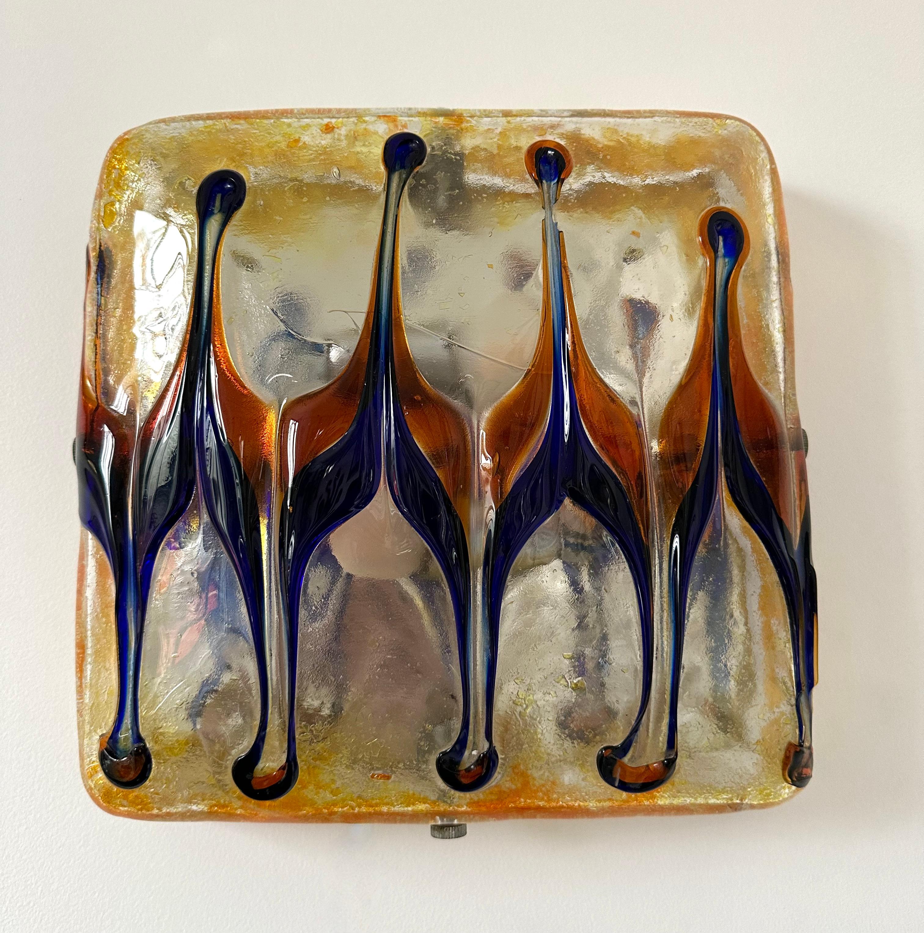 Pair of Sconces Harlequin Murano Glass. Italy, 1970s For Sale 1