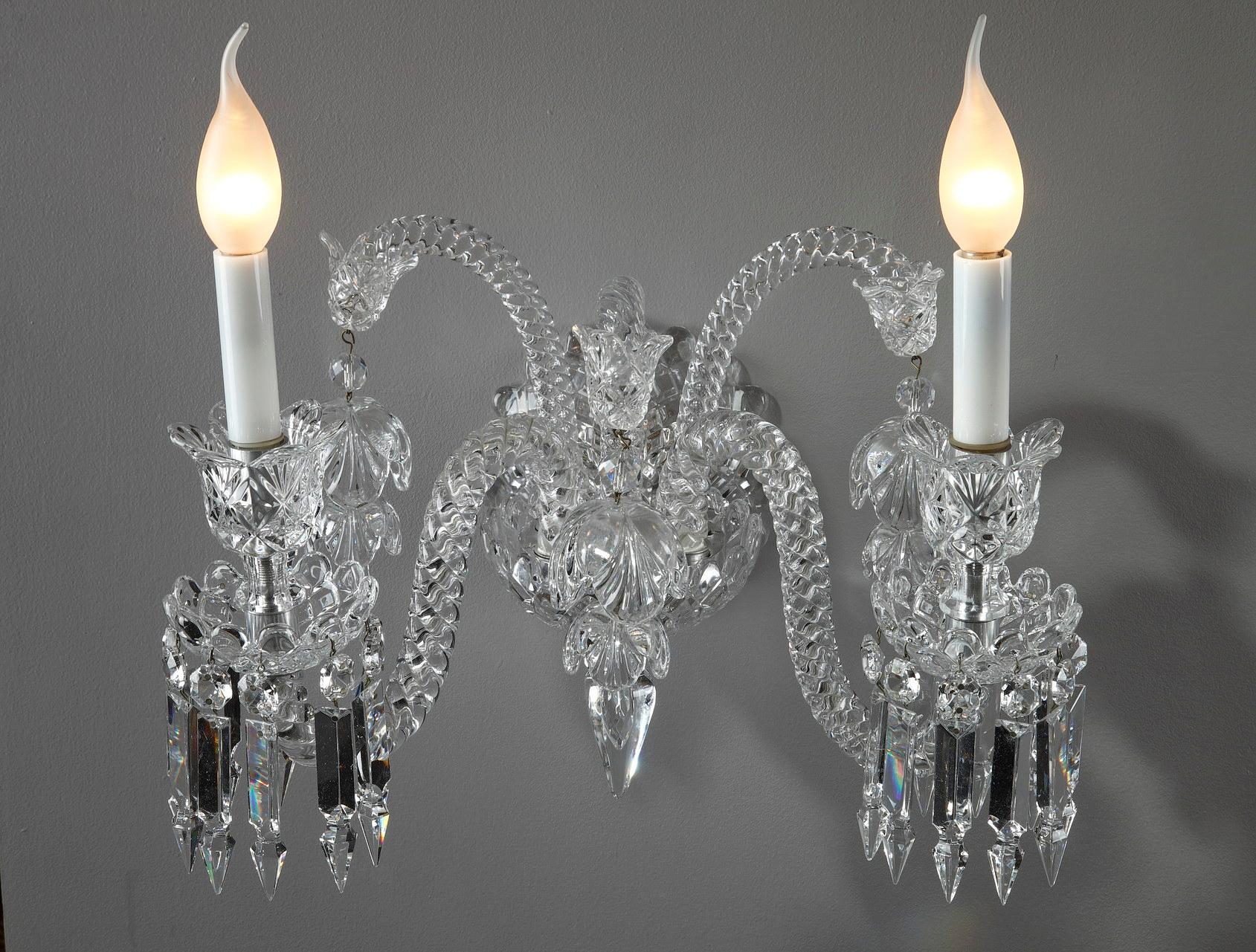 Early 20th Century Pair of Sconces in Baccarat Crystal
