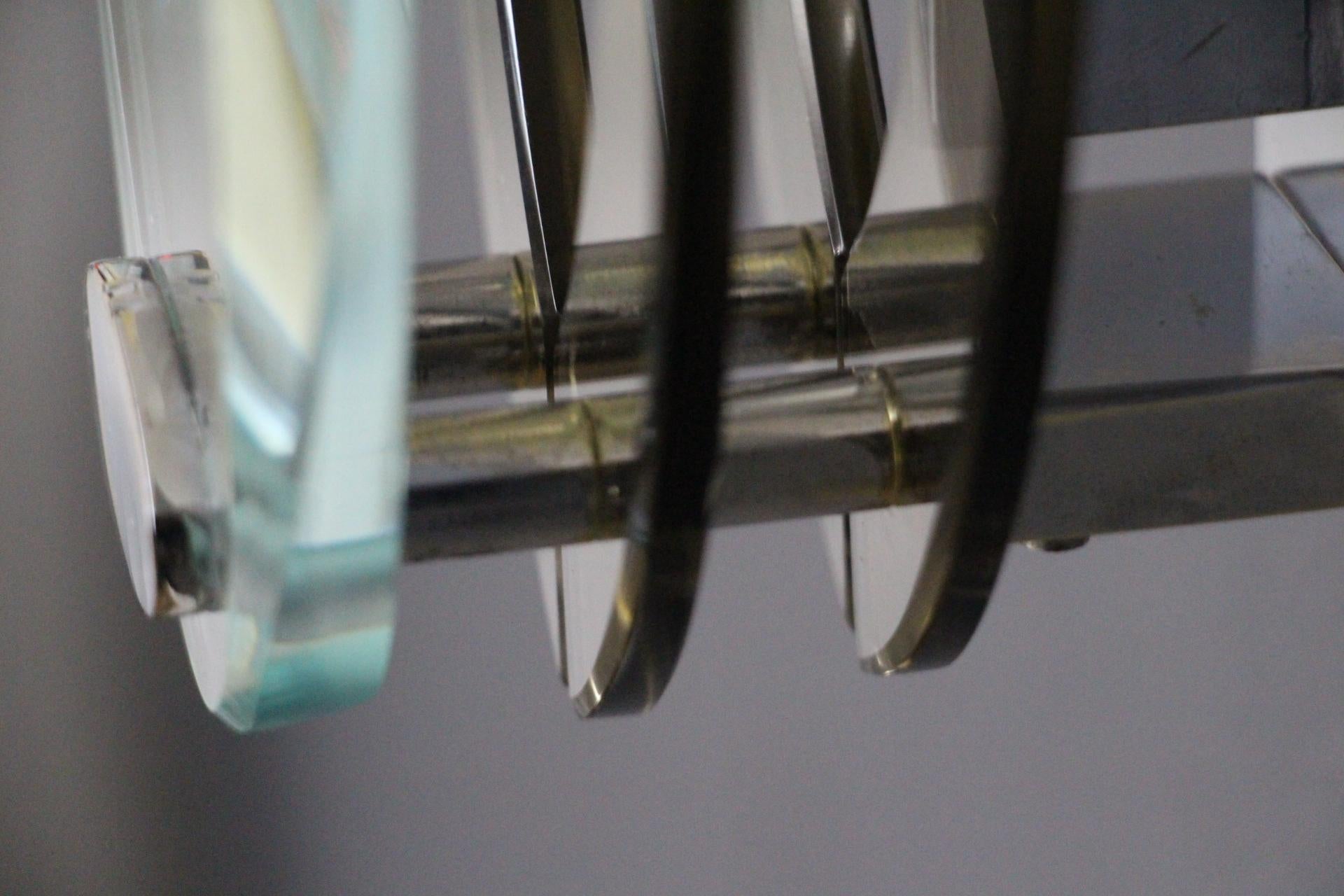 Paire d'appliques en verre de cristal dans le style de Max Ingrand et Fontana Arte en vente 7
