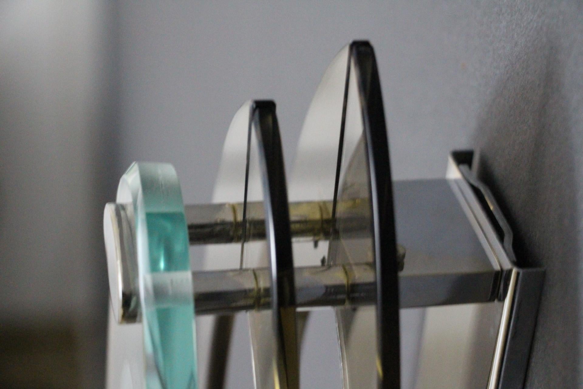 Paire d'appliques en verre de cristal dans le style de Max Ingrand et Fontana Arte en vente 8