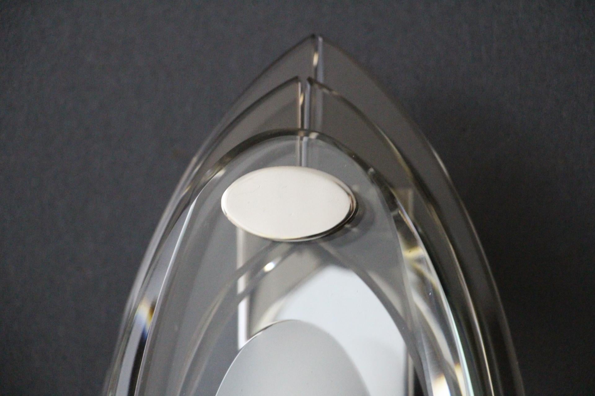 Paire d'appliques en verre de cristal dans le style de Max Ingrand et Fontana Arte Excellent état - En vente à Saint-Ouen, FR