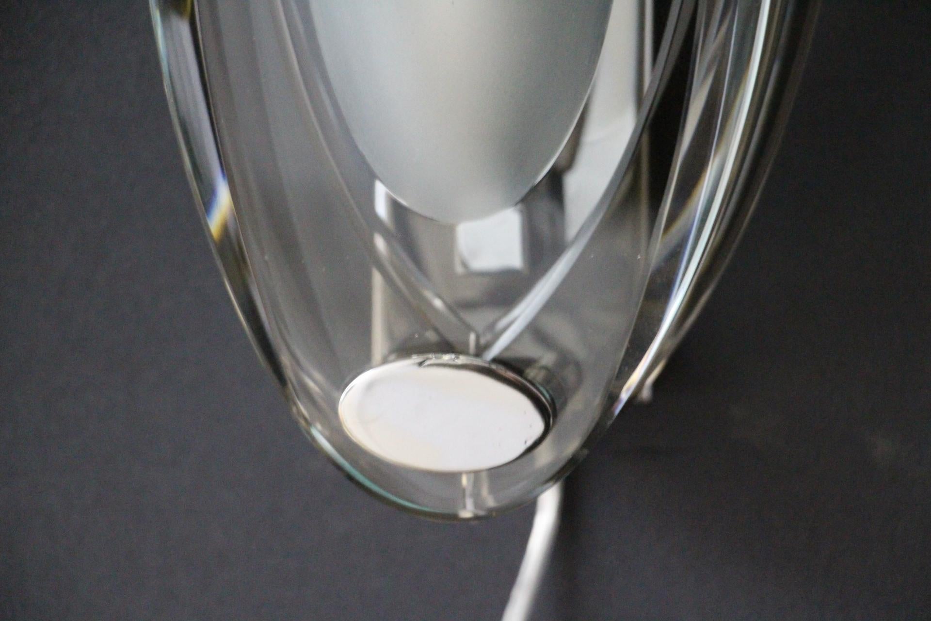 20ième siècle Paire d'appliques en verre de cristal dans le style de Max Ingrand et Fontana Arte en vente