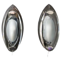 Pair of Sconces in Crystal Glass in the Style of Max Ingrand and Fontana Arte