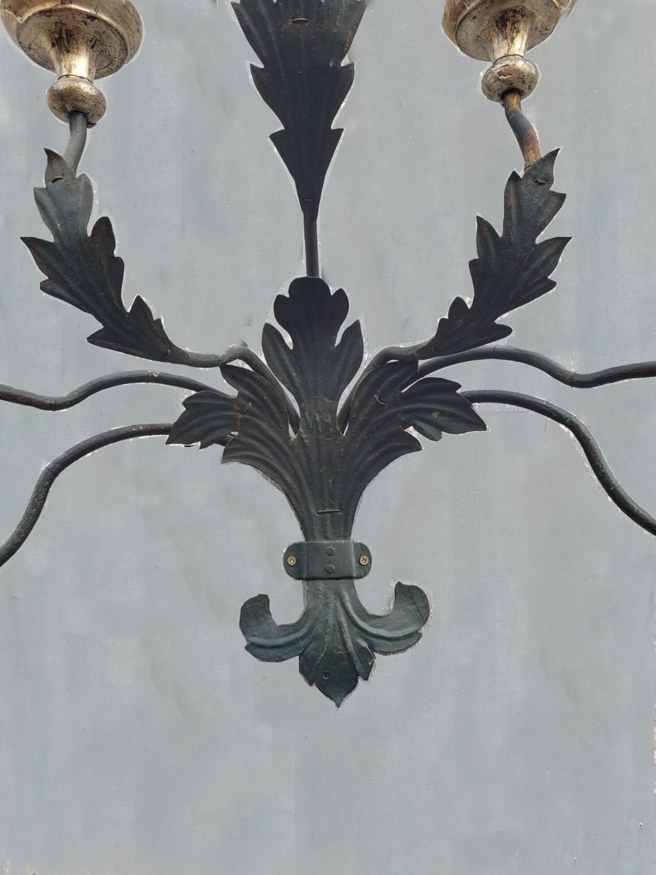 Louis XV Pair of Sconces in Cut Iron, Late 19th Century For Sale