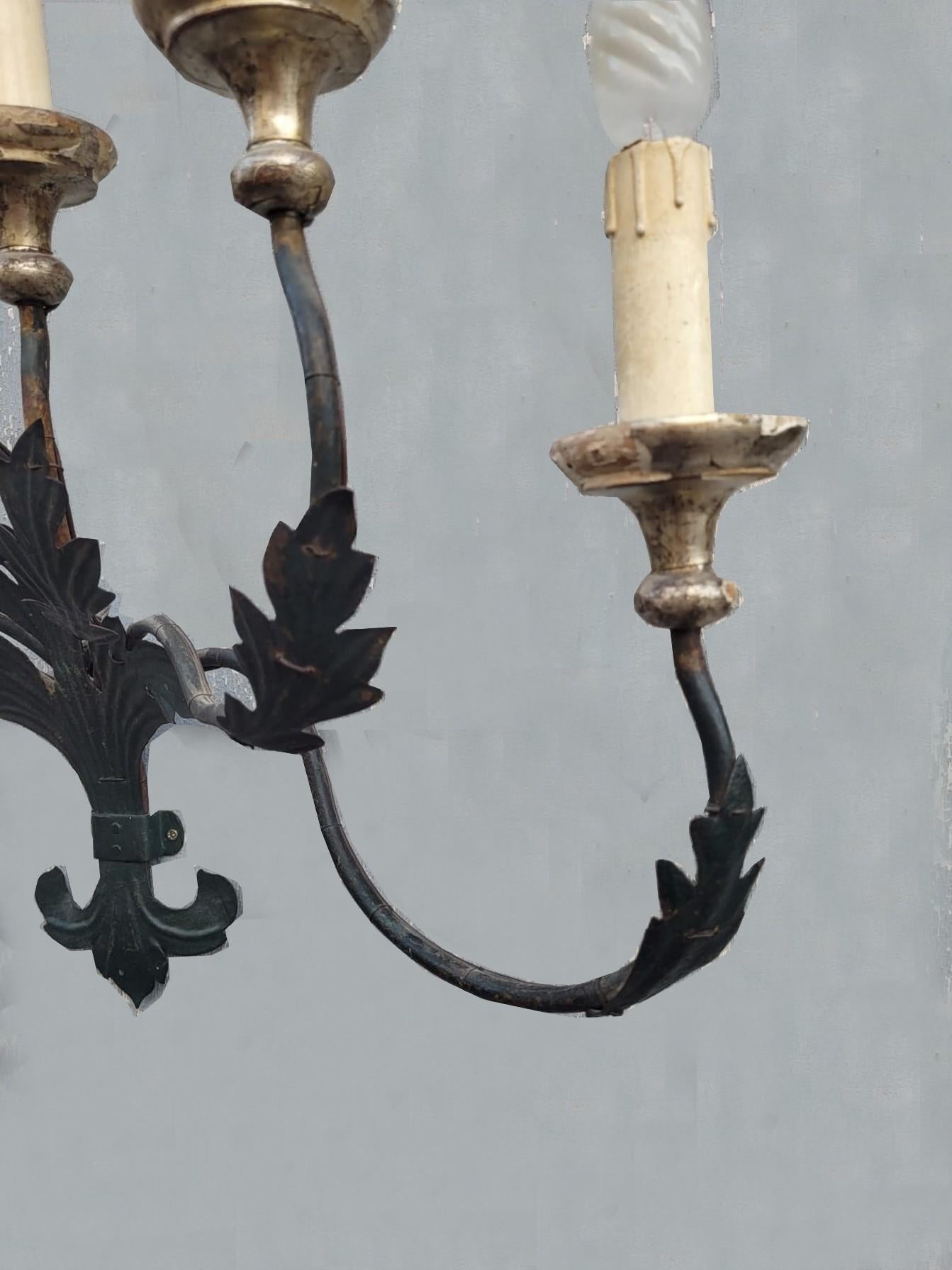 Pair of Sconces in Cut Iron, Late 19th Century For Sale 3