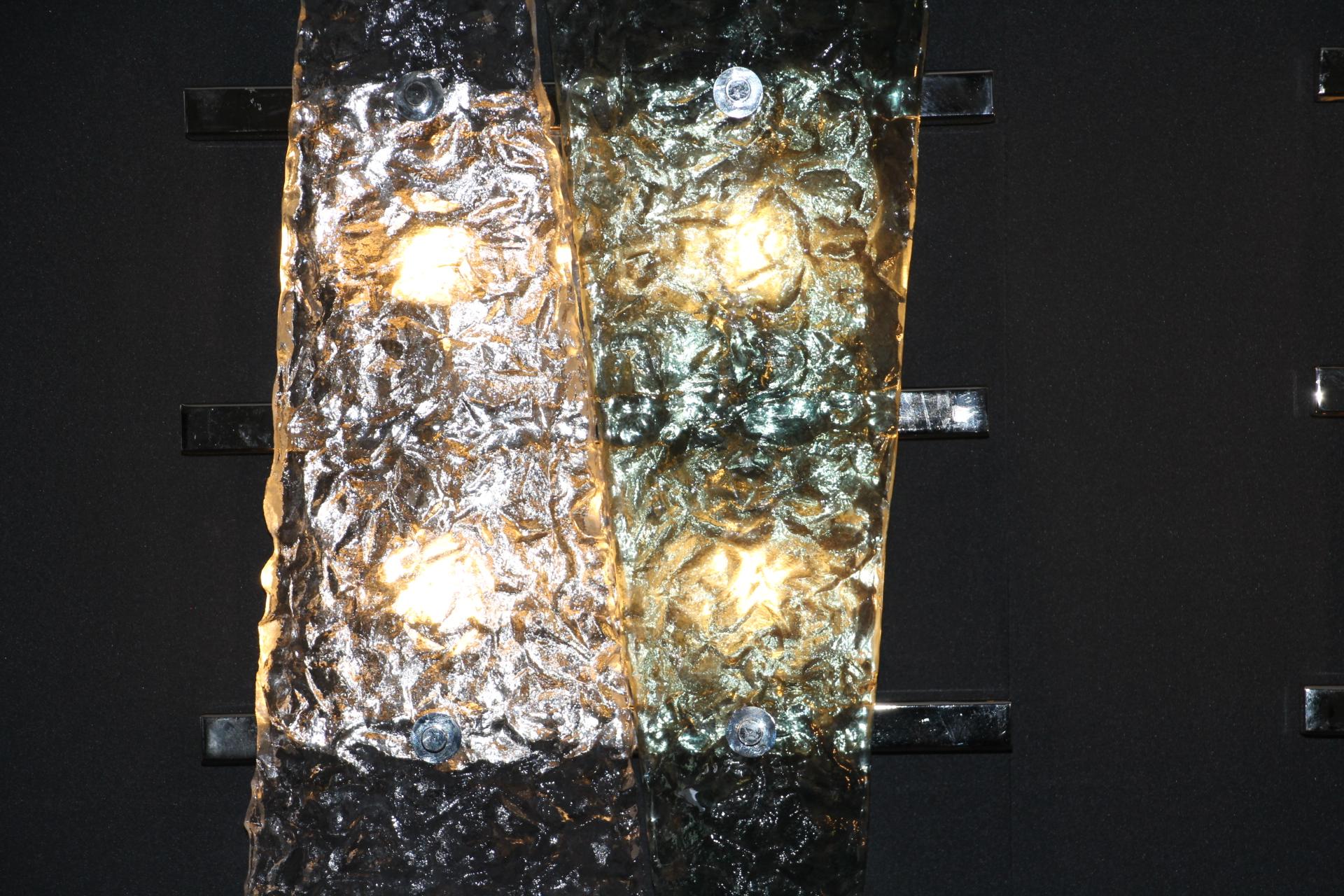Paire d'appliques en verre de Murano vert émeraude et cristal sur cadre argenté en vente 5