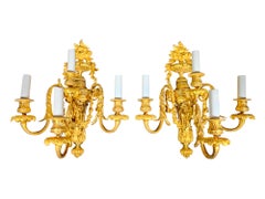 Pair of Sconces in Gilded Bronze Italian Empire Period Eighteenth Century