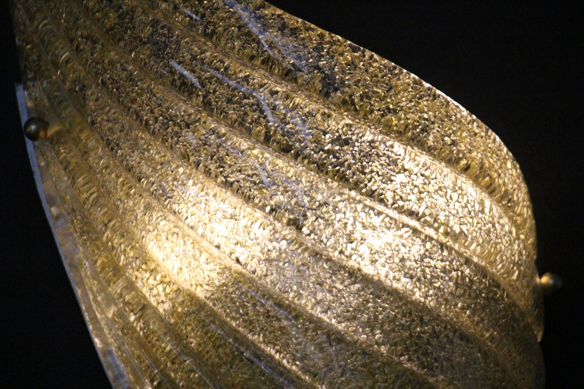 Pair of Sconces in Golden Murano Glass Modeled As Wings For Sale 4