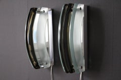 Pair of Sconces in Smoked and Light Green Glass in the Style of Max Ingrand