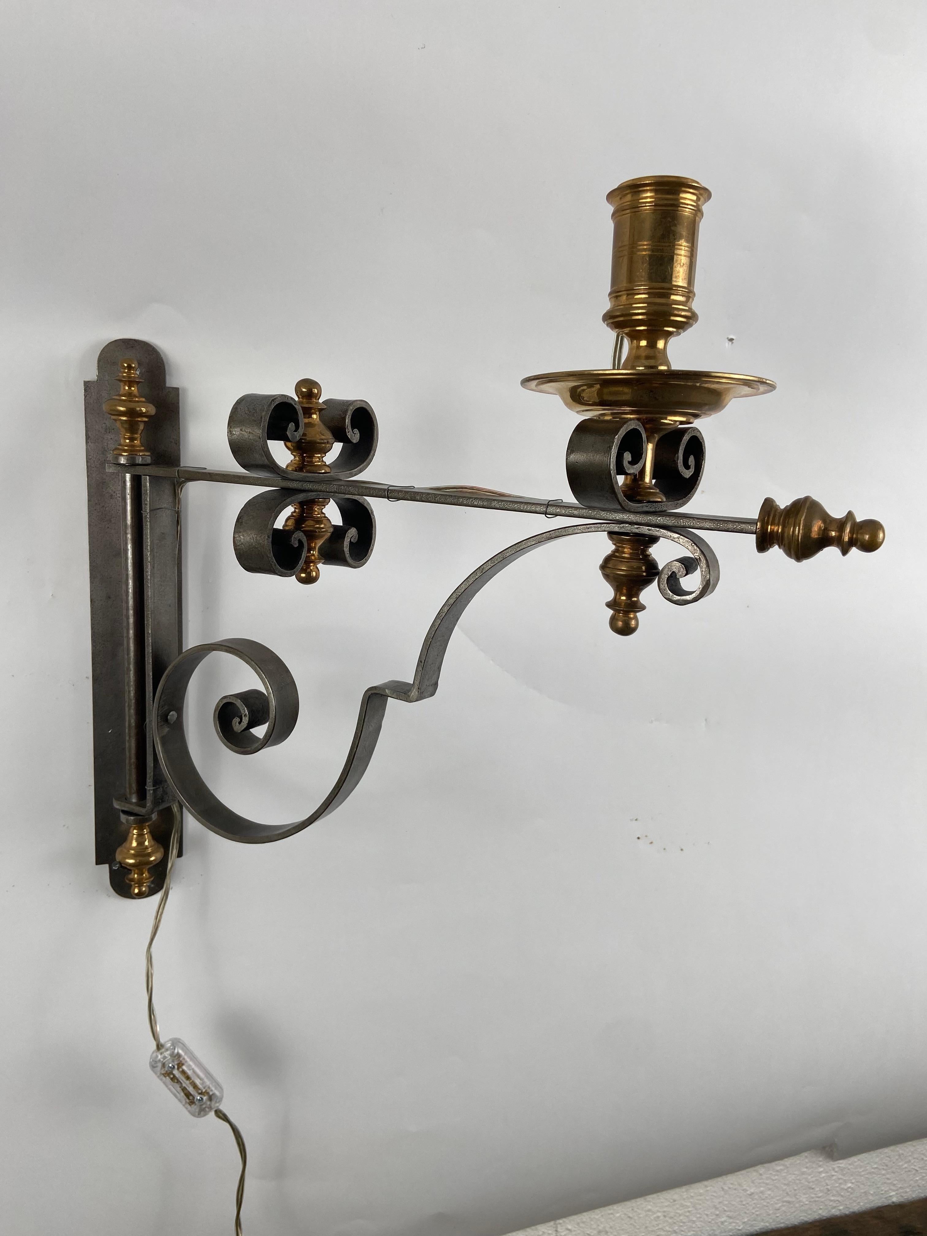 Pair of sconces in steel and bronze For Sale 2