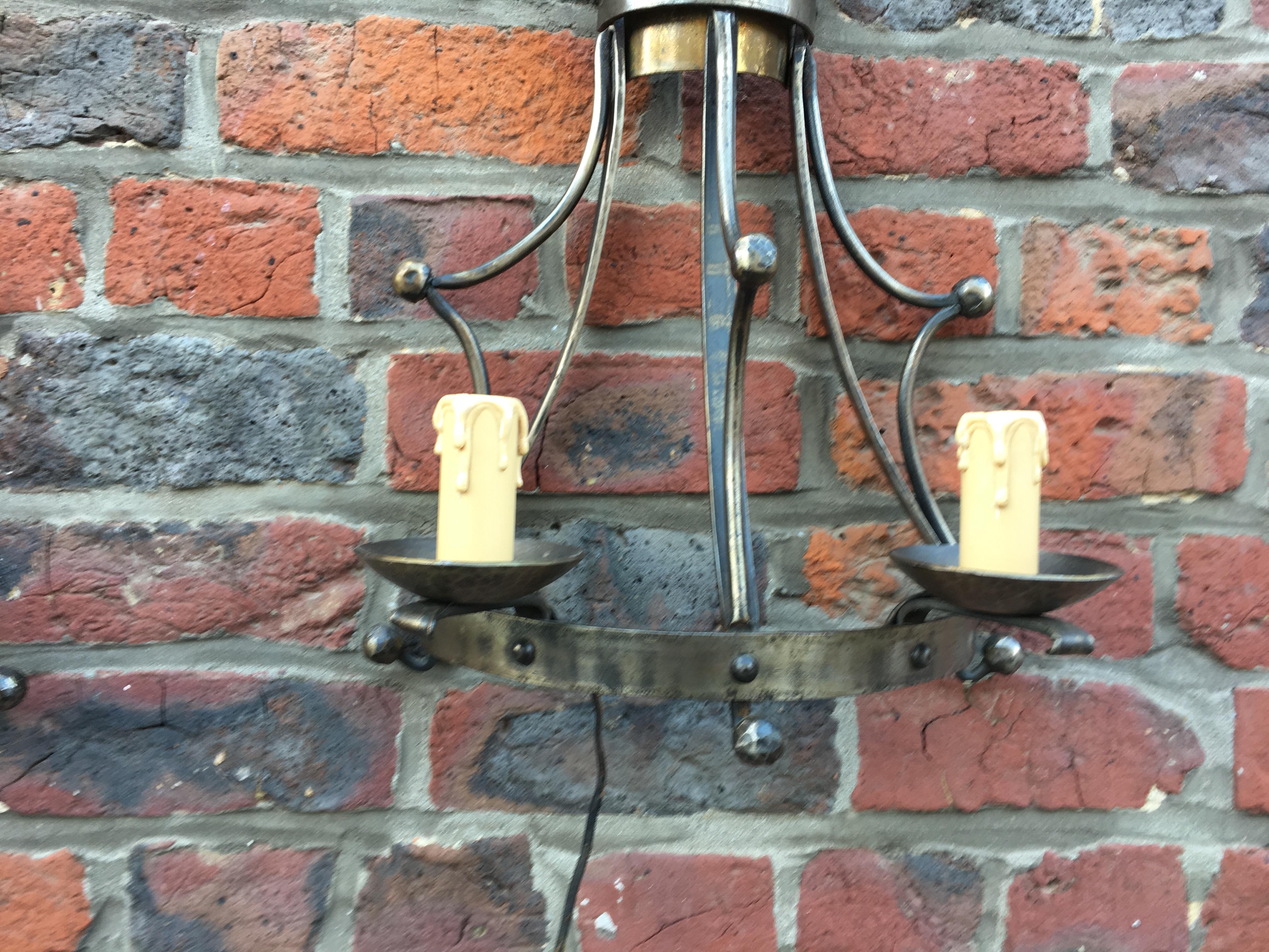 Metal Pair of Sconces in the Style Art & Craft, circa 1950