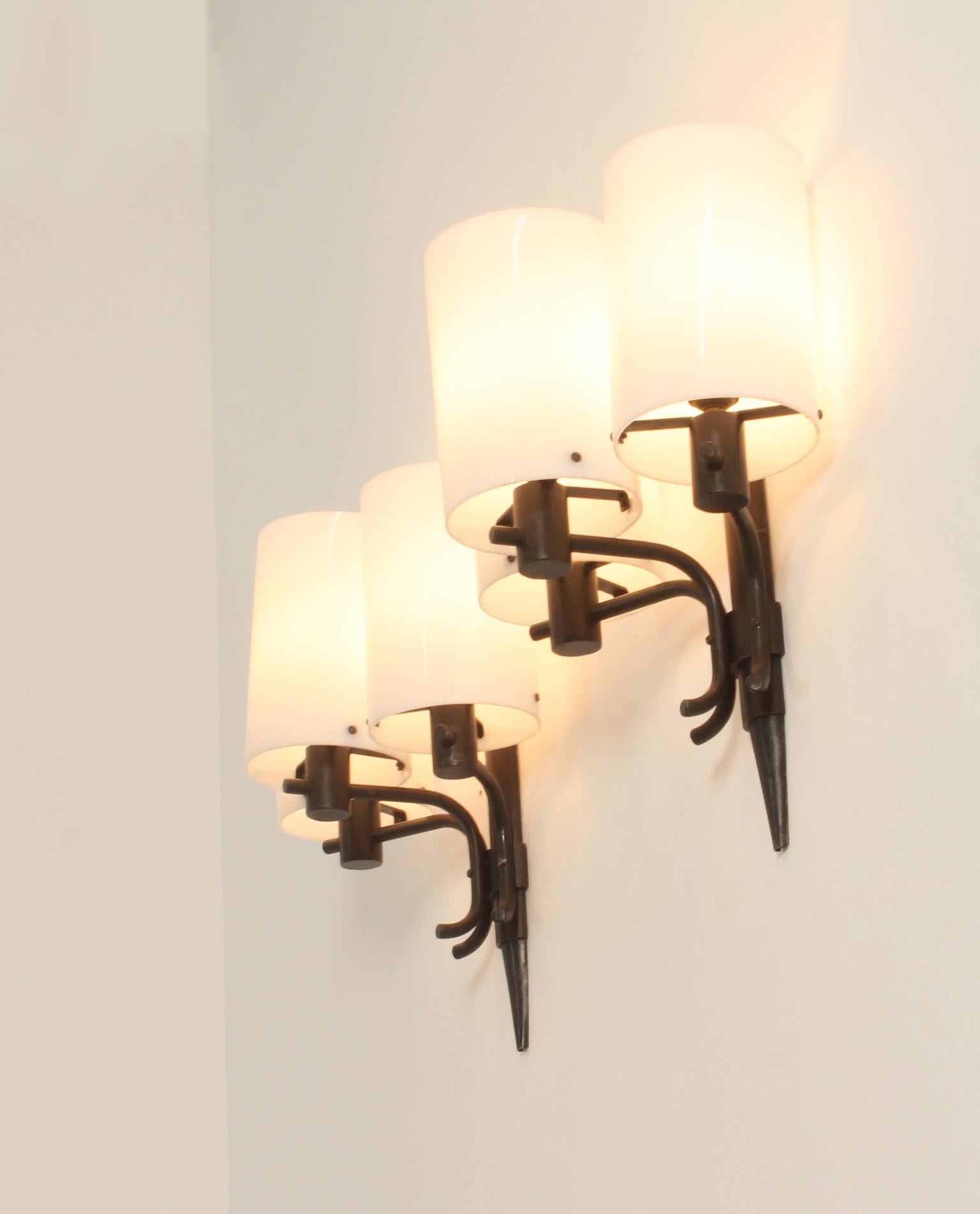 Pair of Sconces in Wrought Iron by Jordi Vilanova, Spain, 1960's For Sale 8