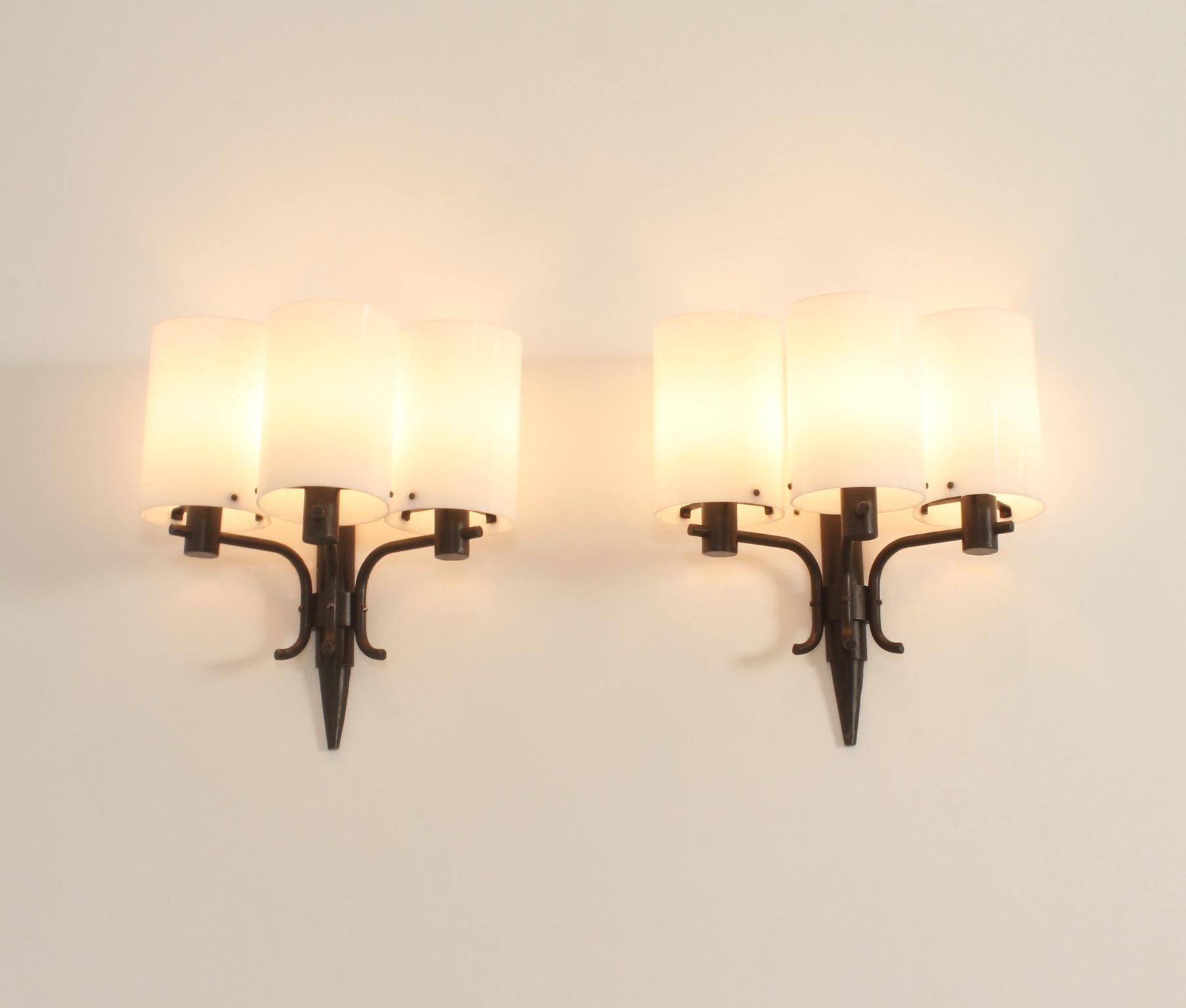 Pair of Sconces in Wrought Iron by Jordi Vilanova, Spain, 1960's For Sale 9