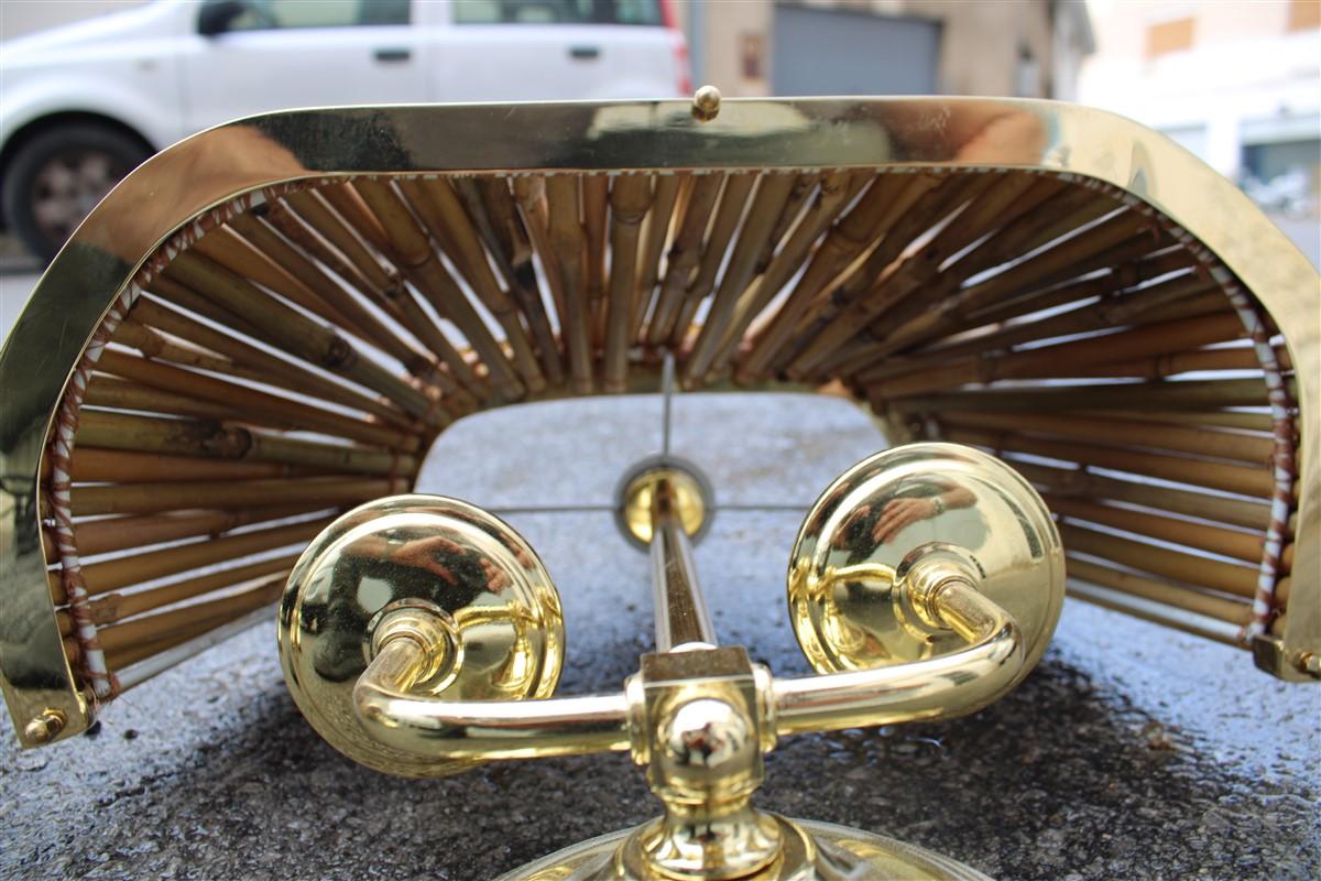 Italian Pair of Sconces Design Brass Gold Canes 1960 1