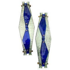 Pair of Sconces, Italy Murano Glass and Brass, 1970