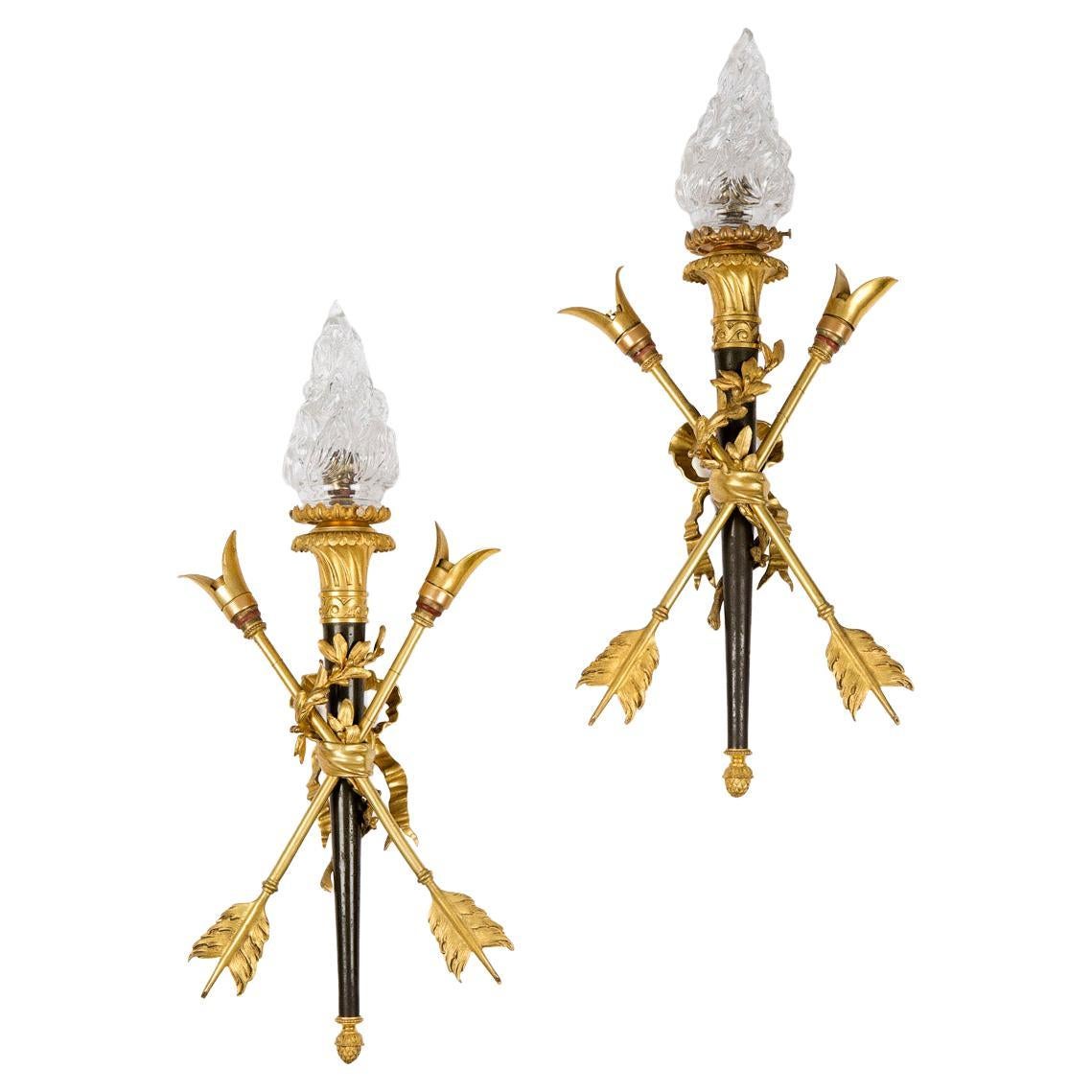 Pair of Sconces Louis XVI Style Modele Aux Carquois