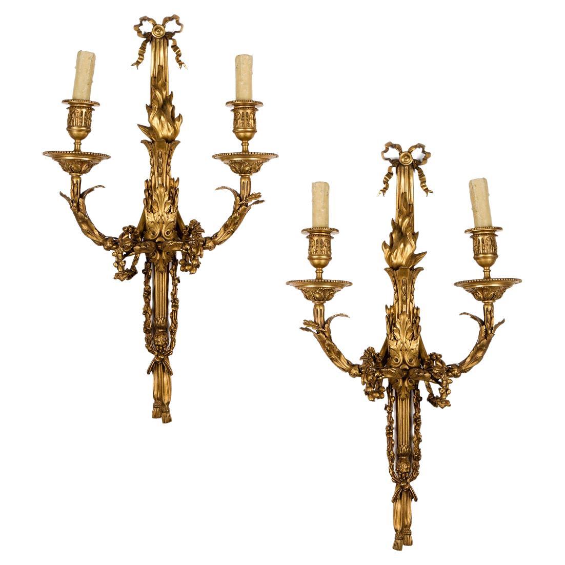 Pair of Sconces  Ormolu Bronze For Sale