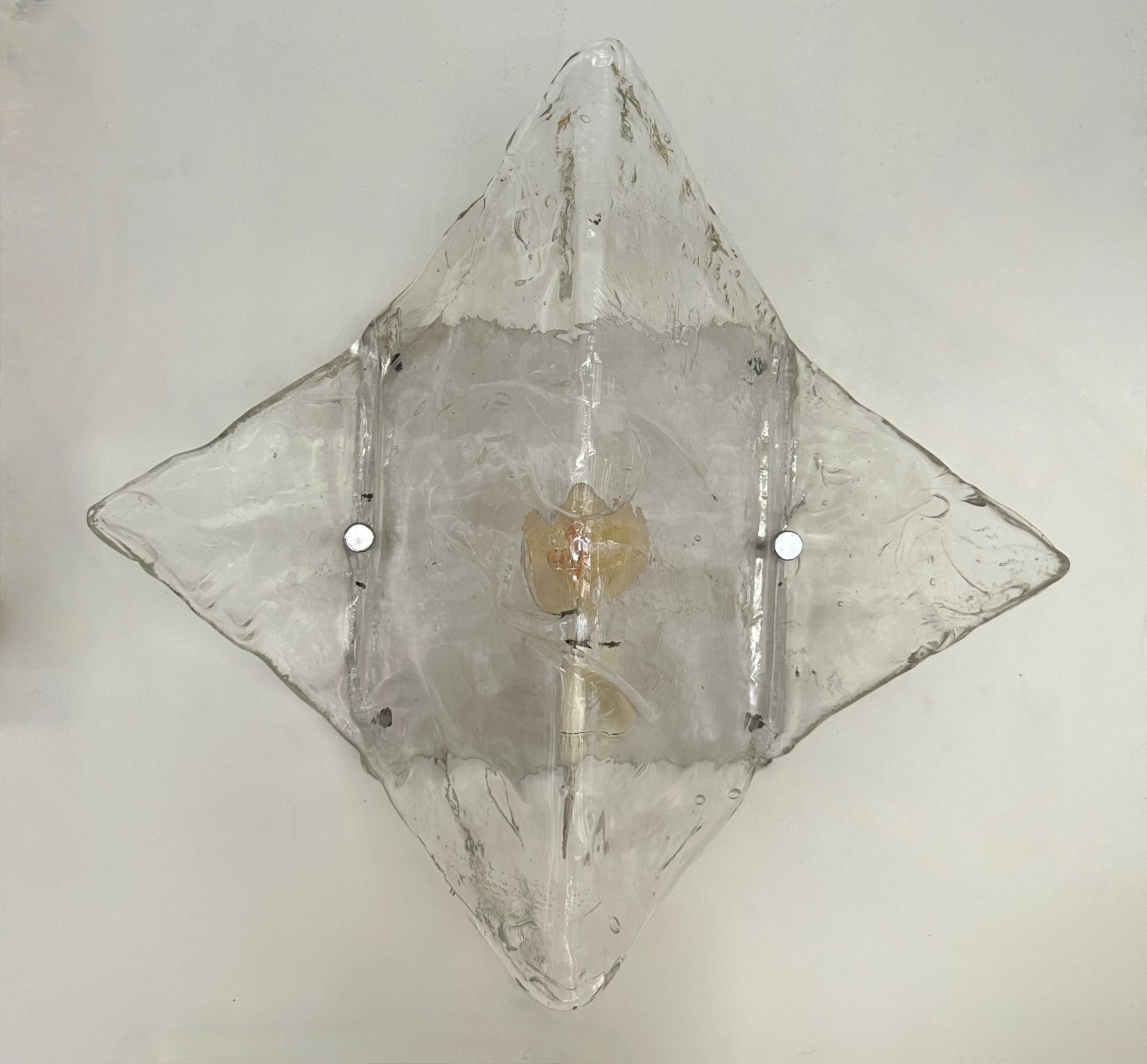 Pair of Sconces LP253 Murano Glass by Carlo Nason for Mazzega, Italy, 1970s For Sale 3