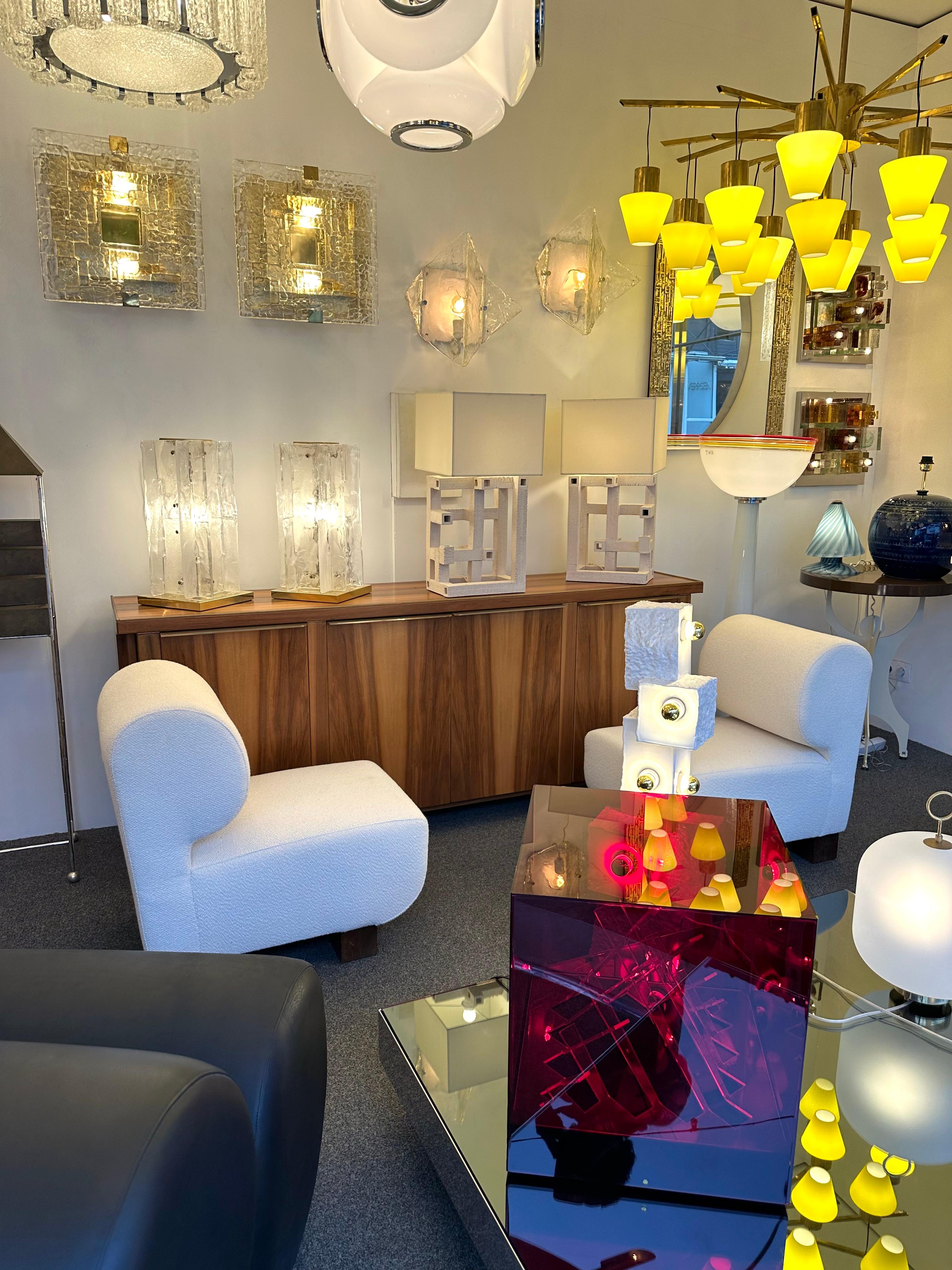 Italian Pair of Sconces LP253 Murano Glass by Carlo Nason for Mazzega, Italy, 1970s For Sale