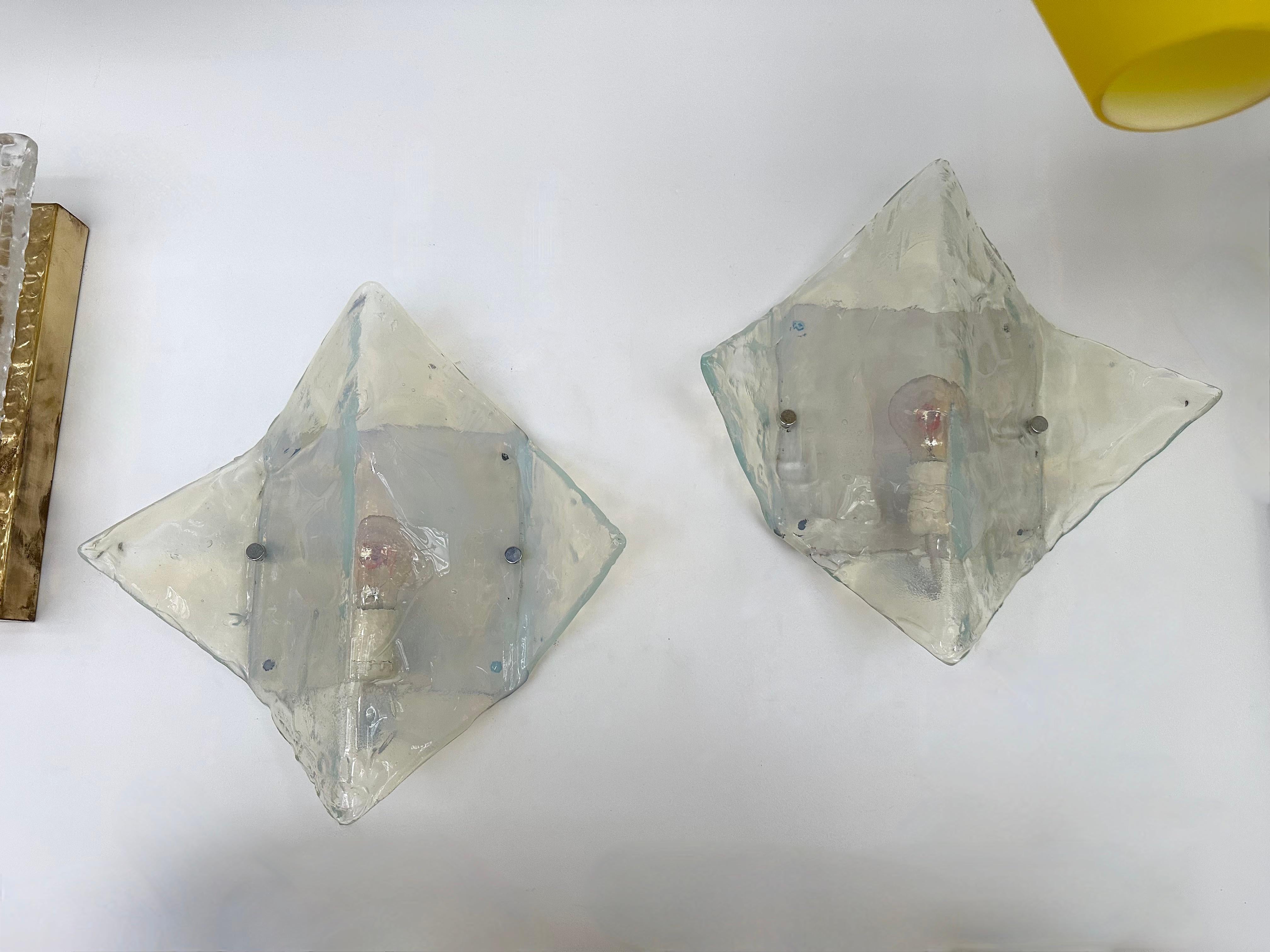 Pareja de apliques LP253 Cristal de Murano de Carlo Nason para Mazzega, Italia, años 70 Italiano en venta