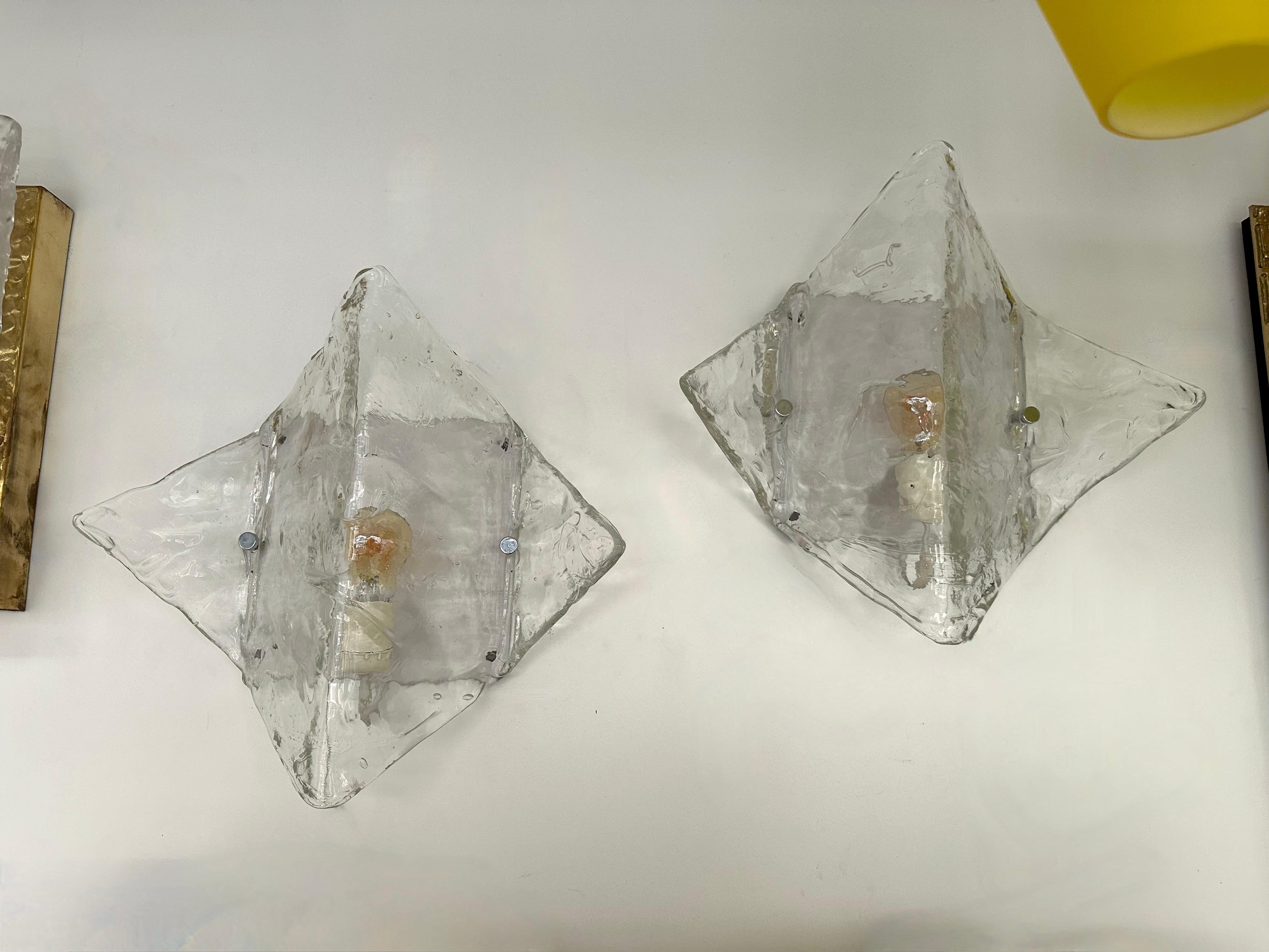Pair of Sconces LP253 Murano Glass by Carlo Nason for Mazzega, Italy, 1970s In Good Condition For Sale In SAINT-OUEN, FR