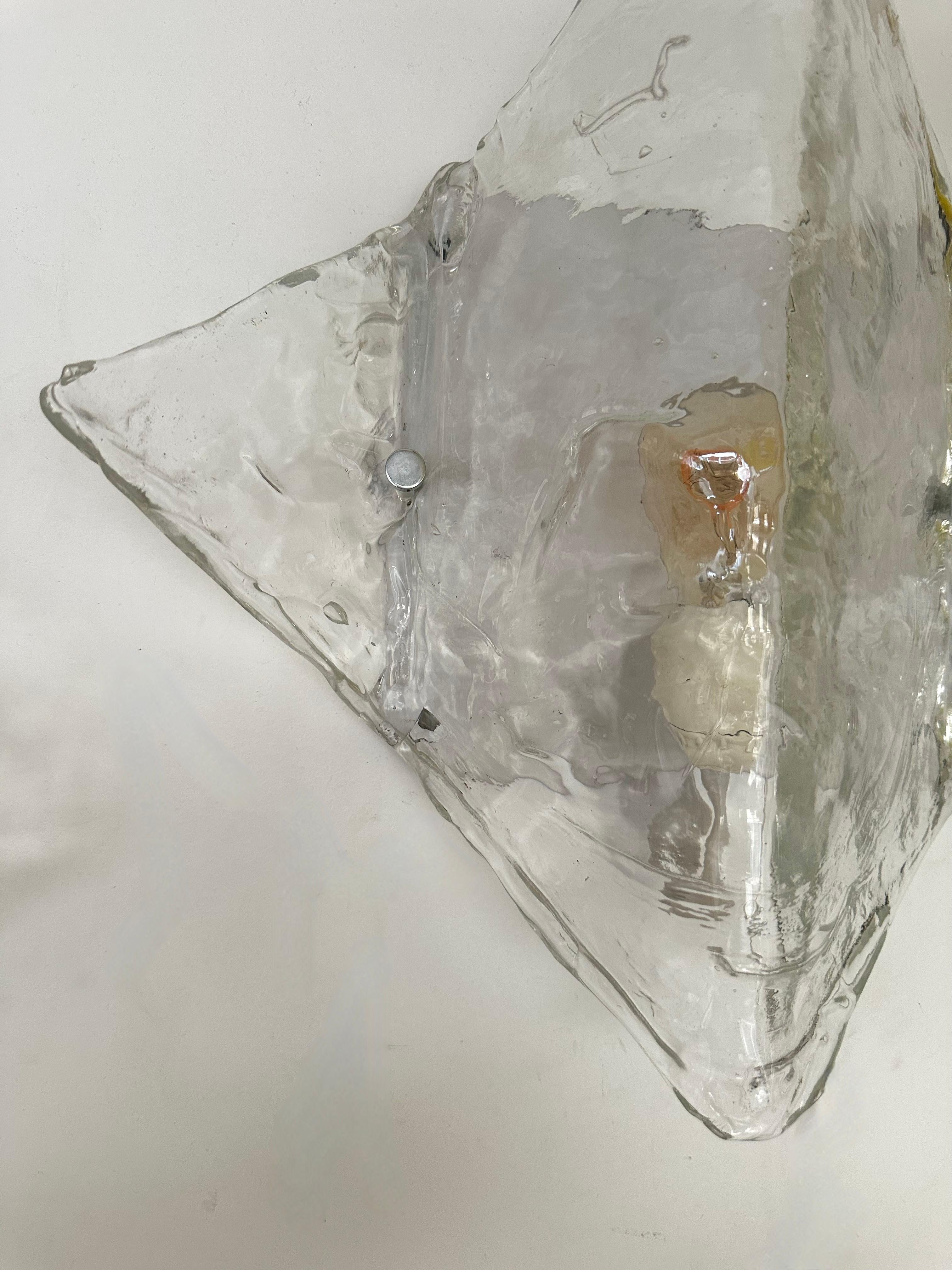 Metal Pair of Sconces LP253 Murano Glass by Carlo Nason for Mazzega, Italy, 1970s For Sale