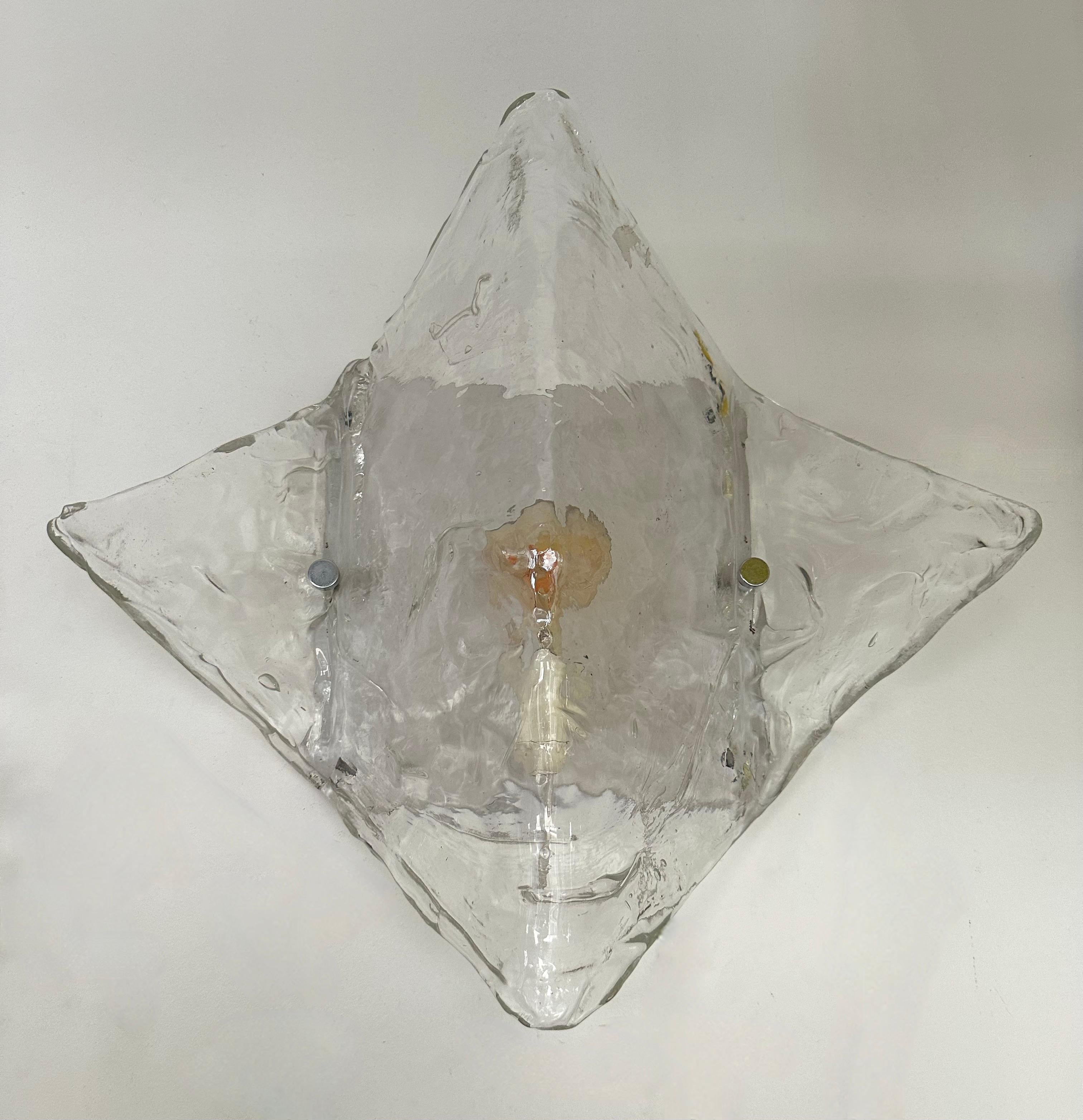 Pair of Sconces LP253 Murano Glass by Carlo Nason for Mazzega, Italy, 1970s For Sale 1