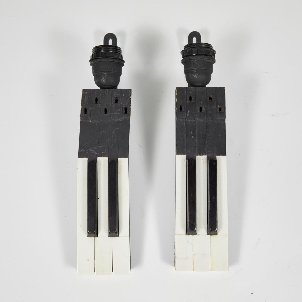 Wood Pair of Sconces Made from Piano Keys from 19th Century, Belgium