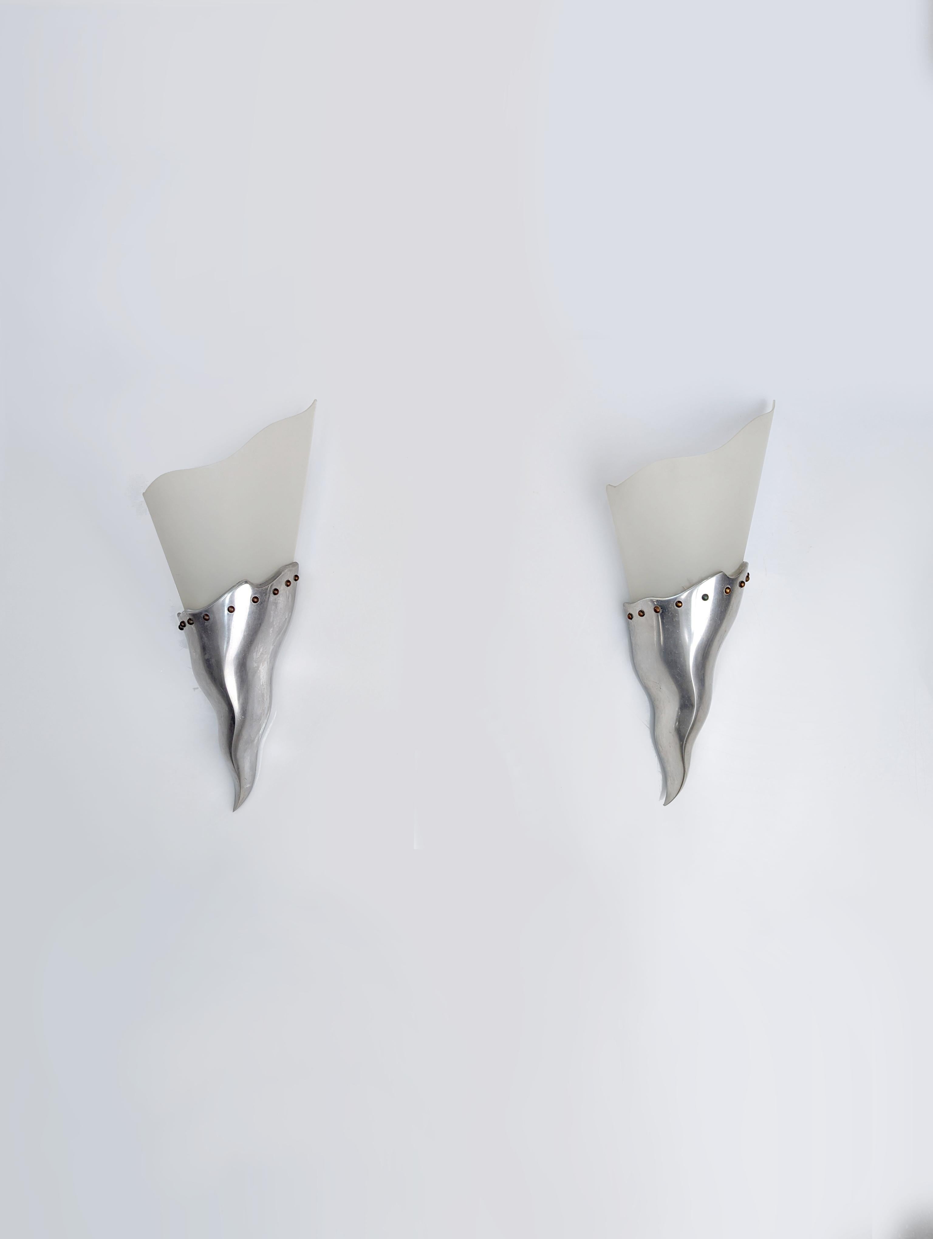 Pair of Sconces Maison Lucien Gau Paris, France, 1980s In Good Condition In Benalmadena, ES