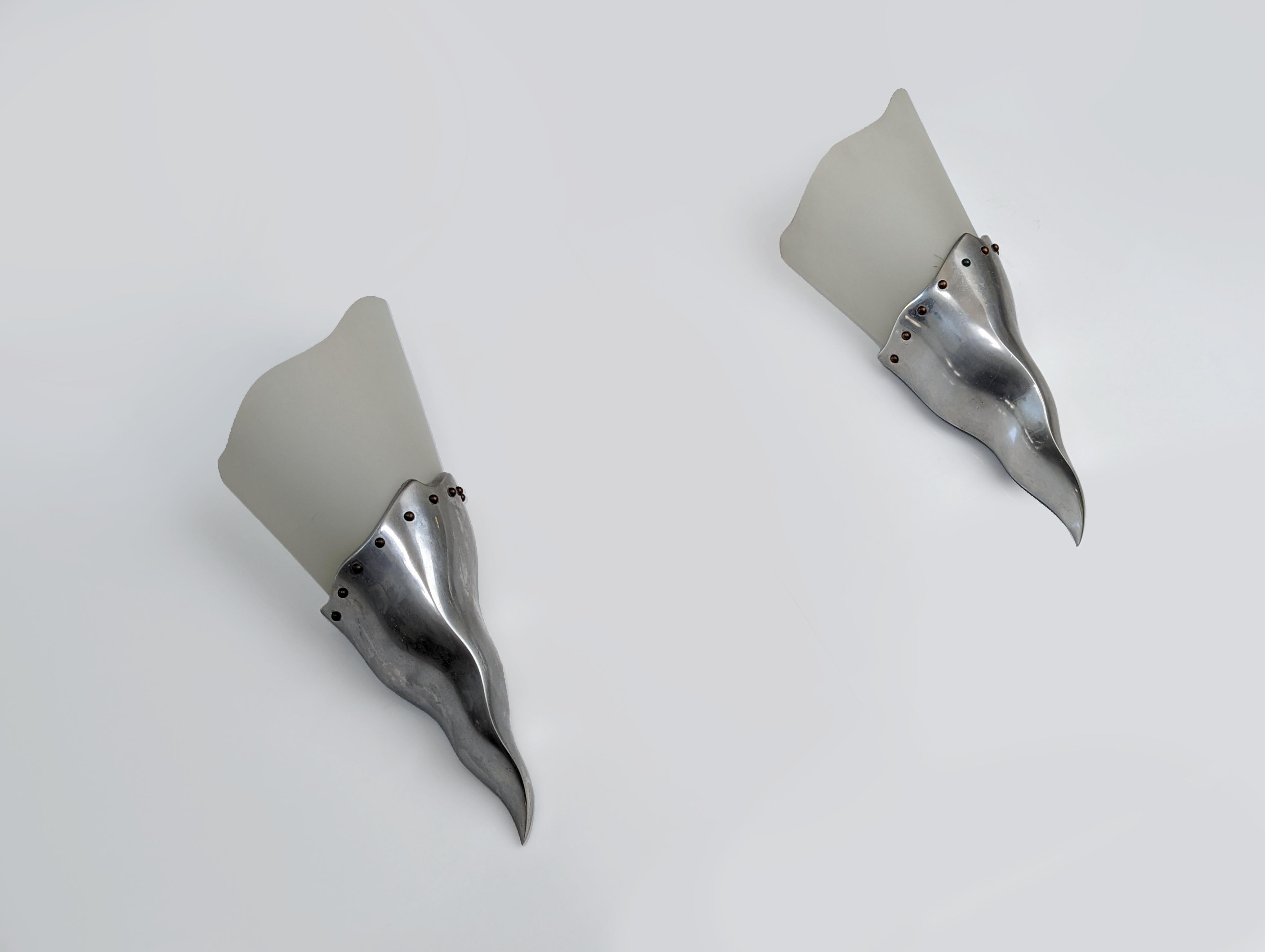 Late 20th Century Pair of Sconces Maison Lucien Gau Paris, France, 1980s