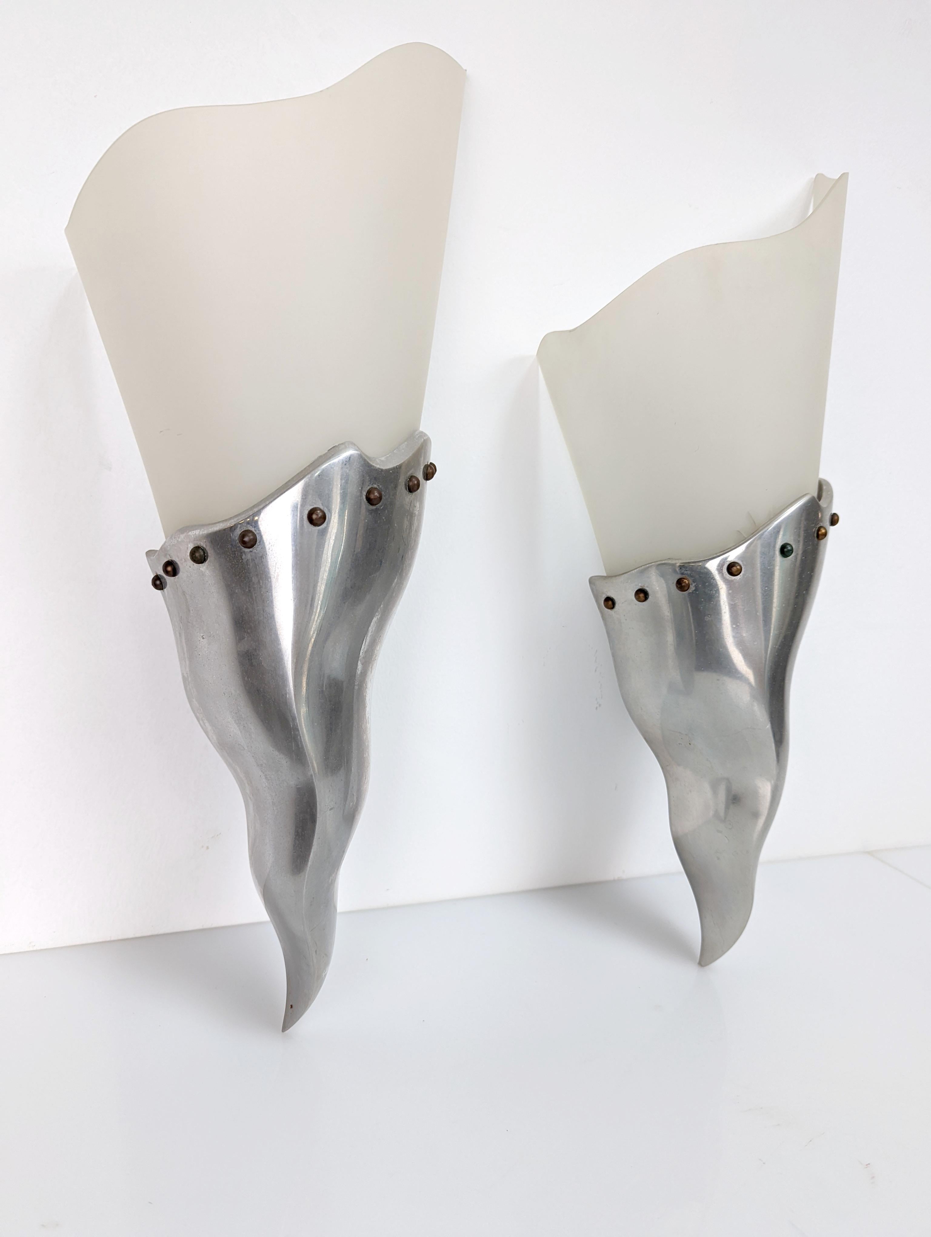 Pair of Sconces Maison Lucien Gau Paris, France, 1980s 3