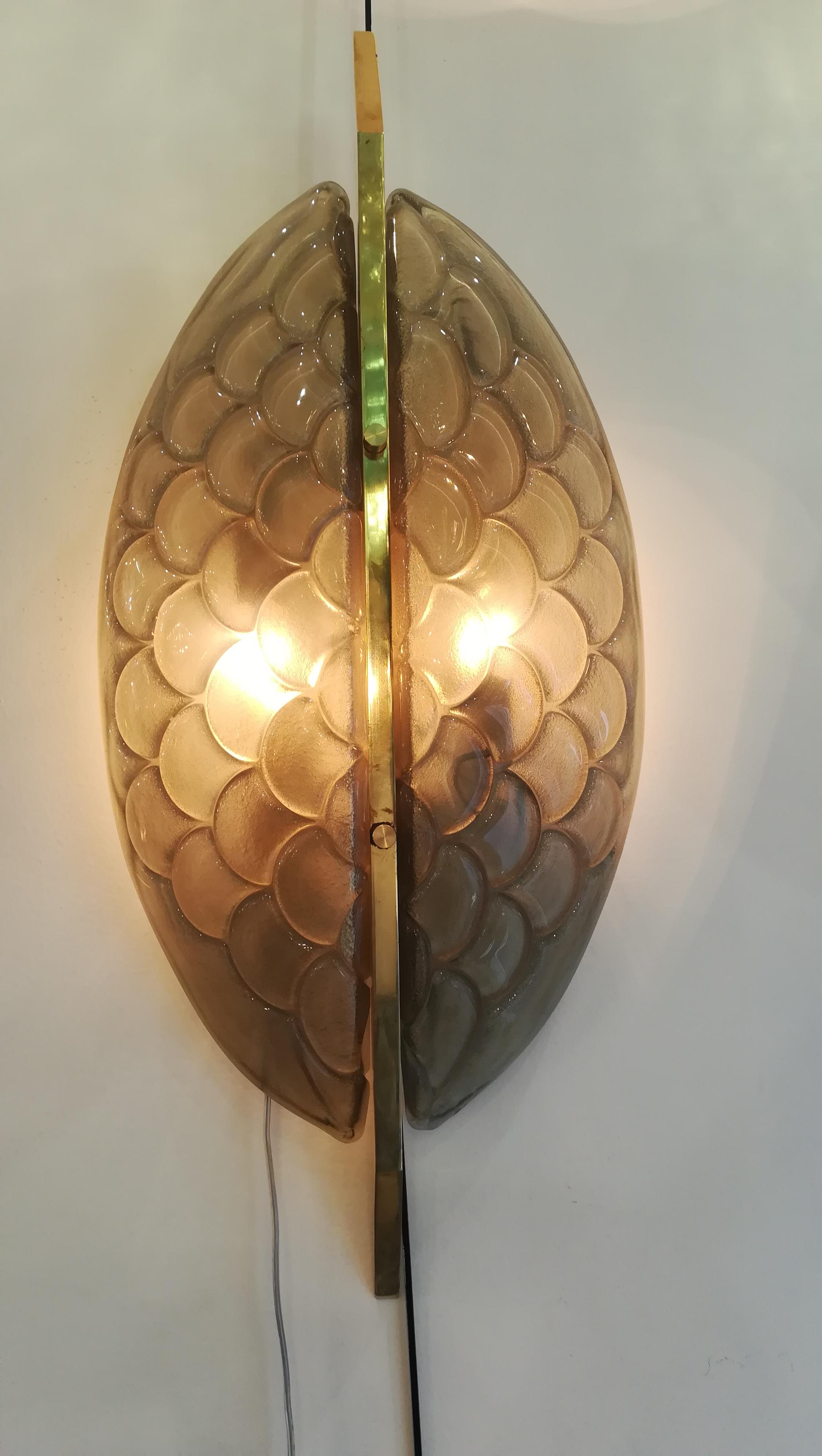 Pair of Sconces, Murano Glass and Brass In Excellent Condition For Sale In Saint-Ouen, FR