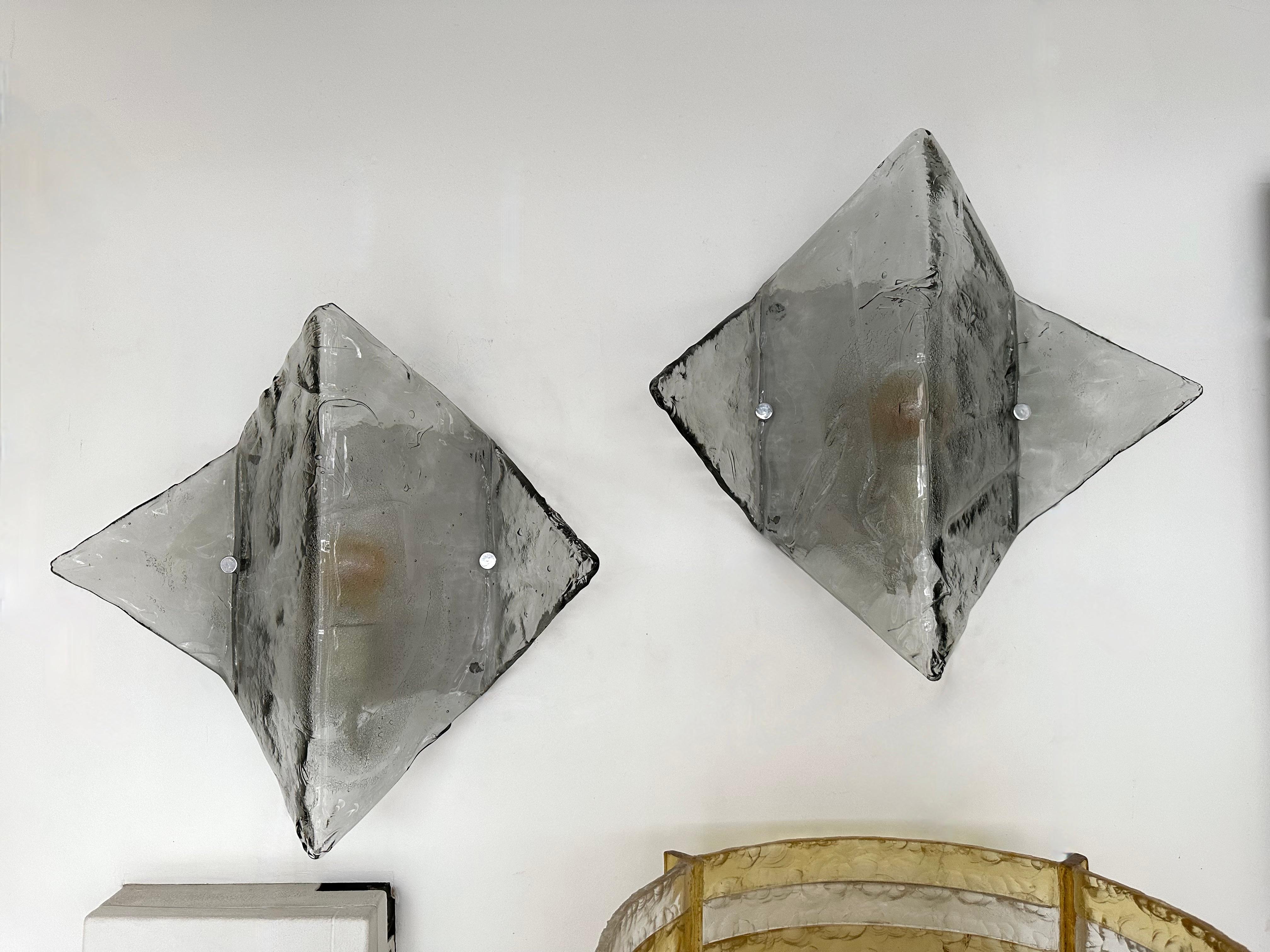 Italian Pair of Sconces LP253 Murano Glass by Carlo Nason for Mazzega, Italy, 1970s For Sale