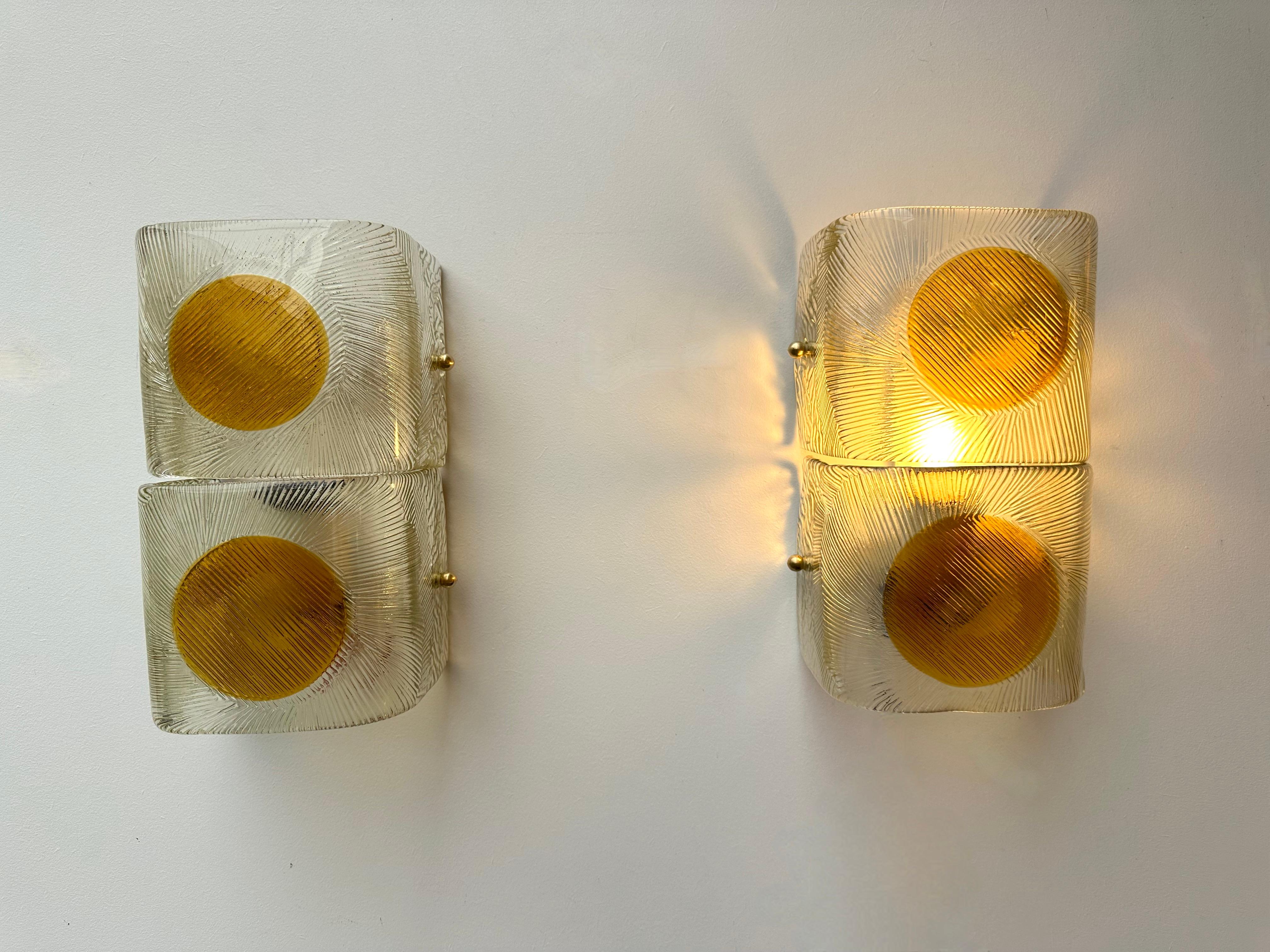 Paire d'appliques en verre de Murano par Mazzega, Italie, 1970 en vente 6
