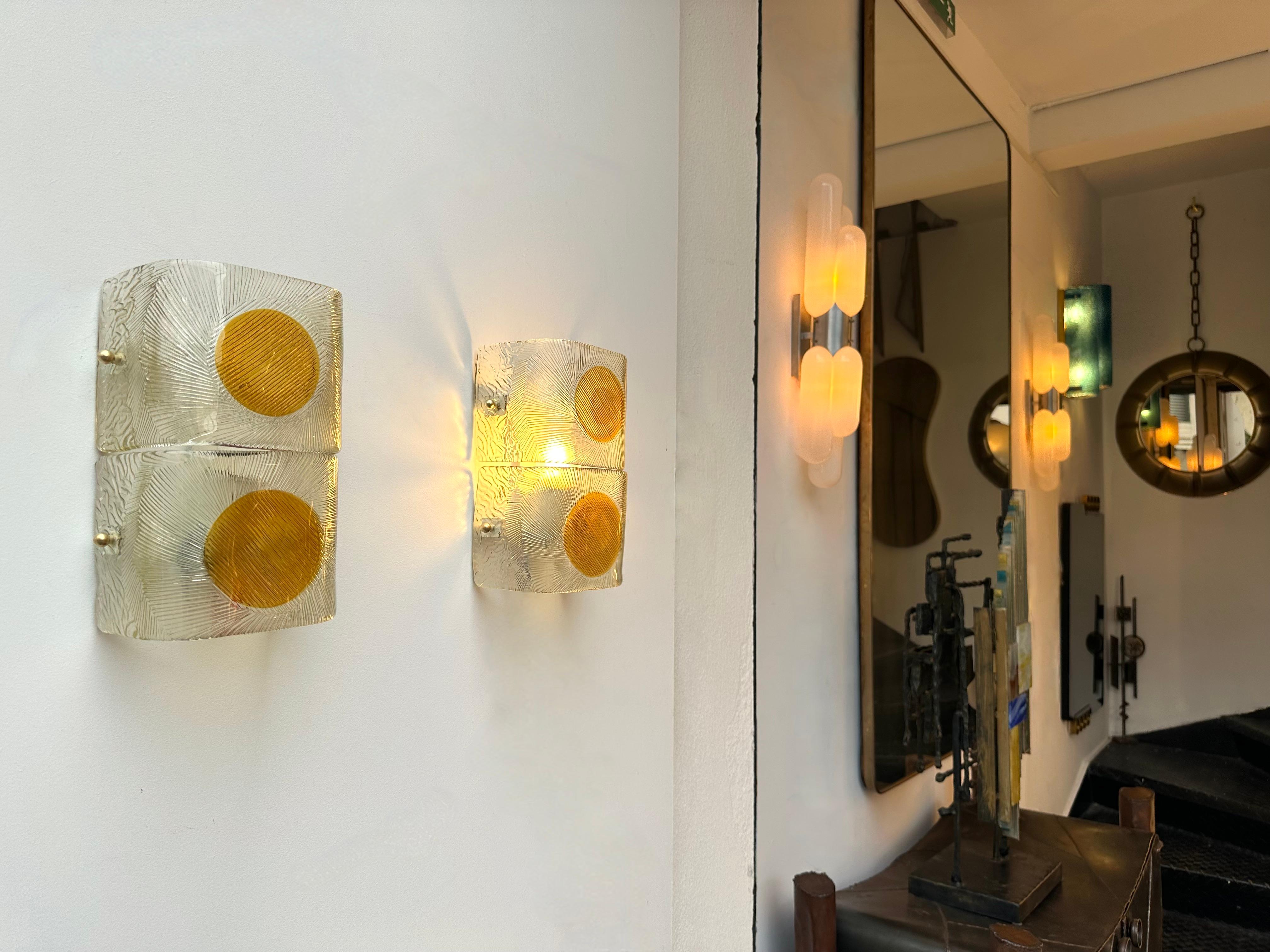 Paire d'appliques en verre de Murano par Mazzega, Italie, 1970 en vente 8