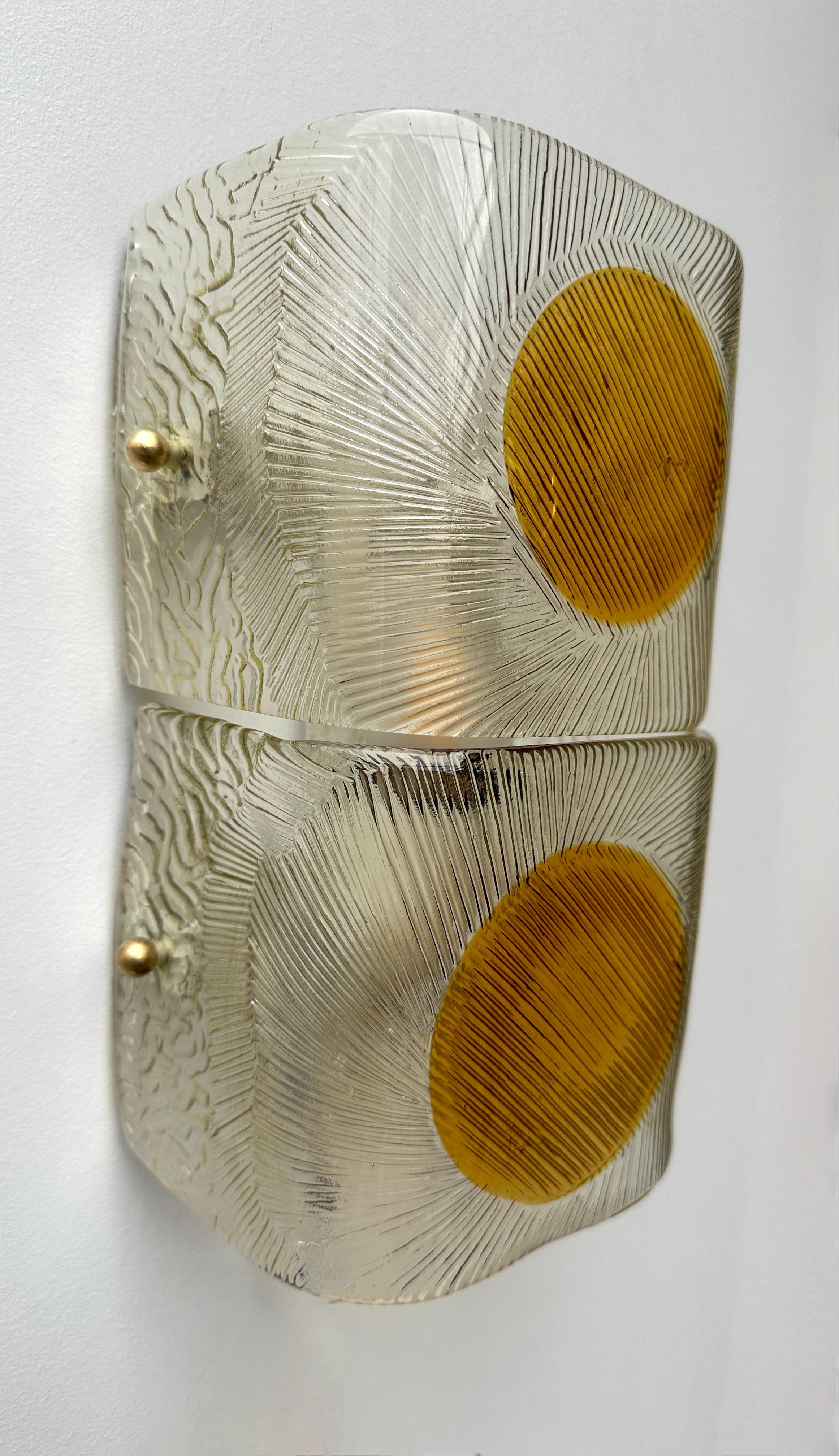 italien Paire d'appliques en verre de Murano par Mazzega, Italie, 1970 en vente