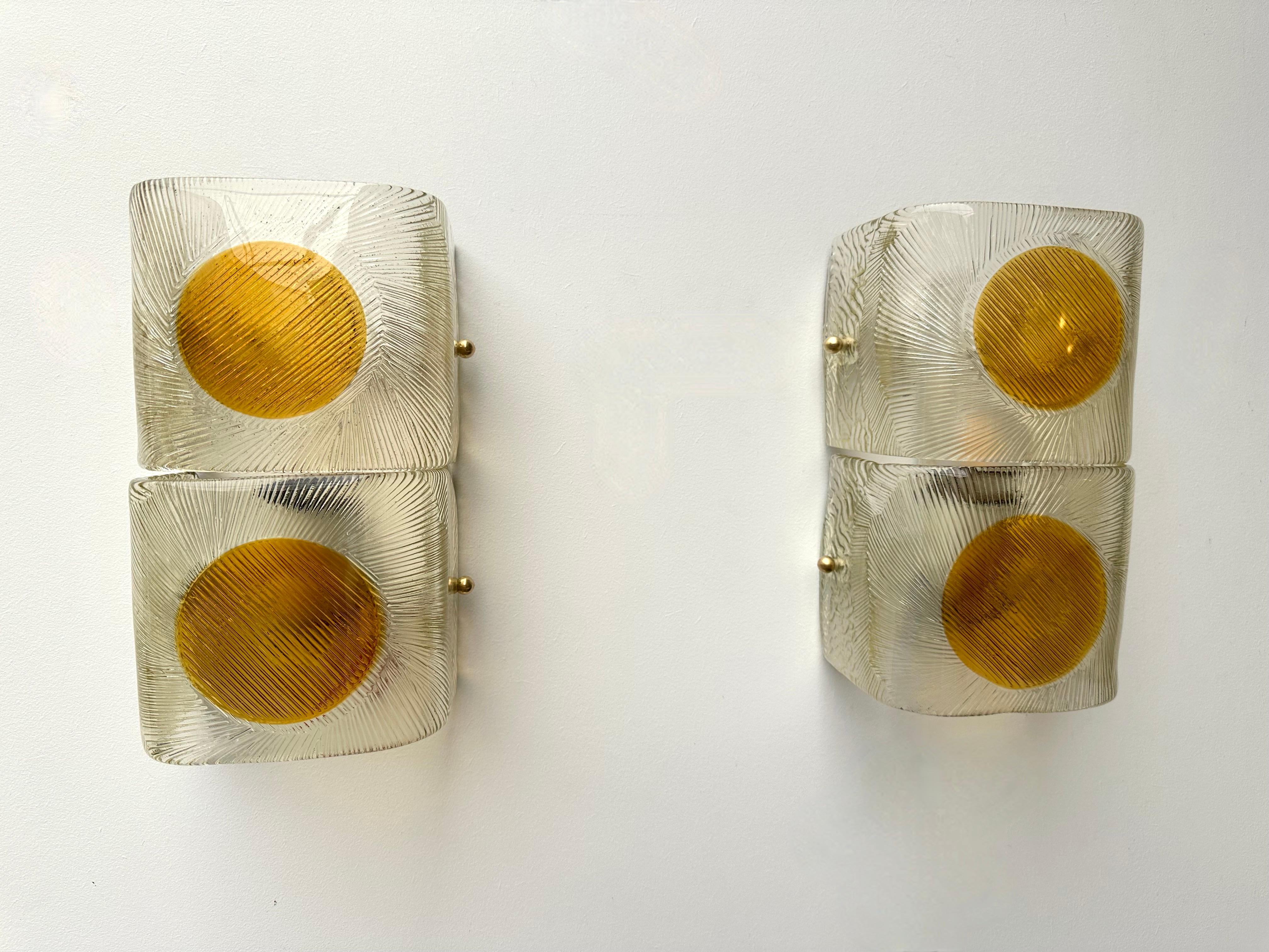 Paire d'appliques en verre de Murano par Mazzega, Italie, 1970 en vente 2