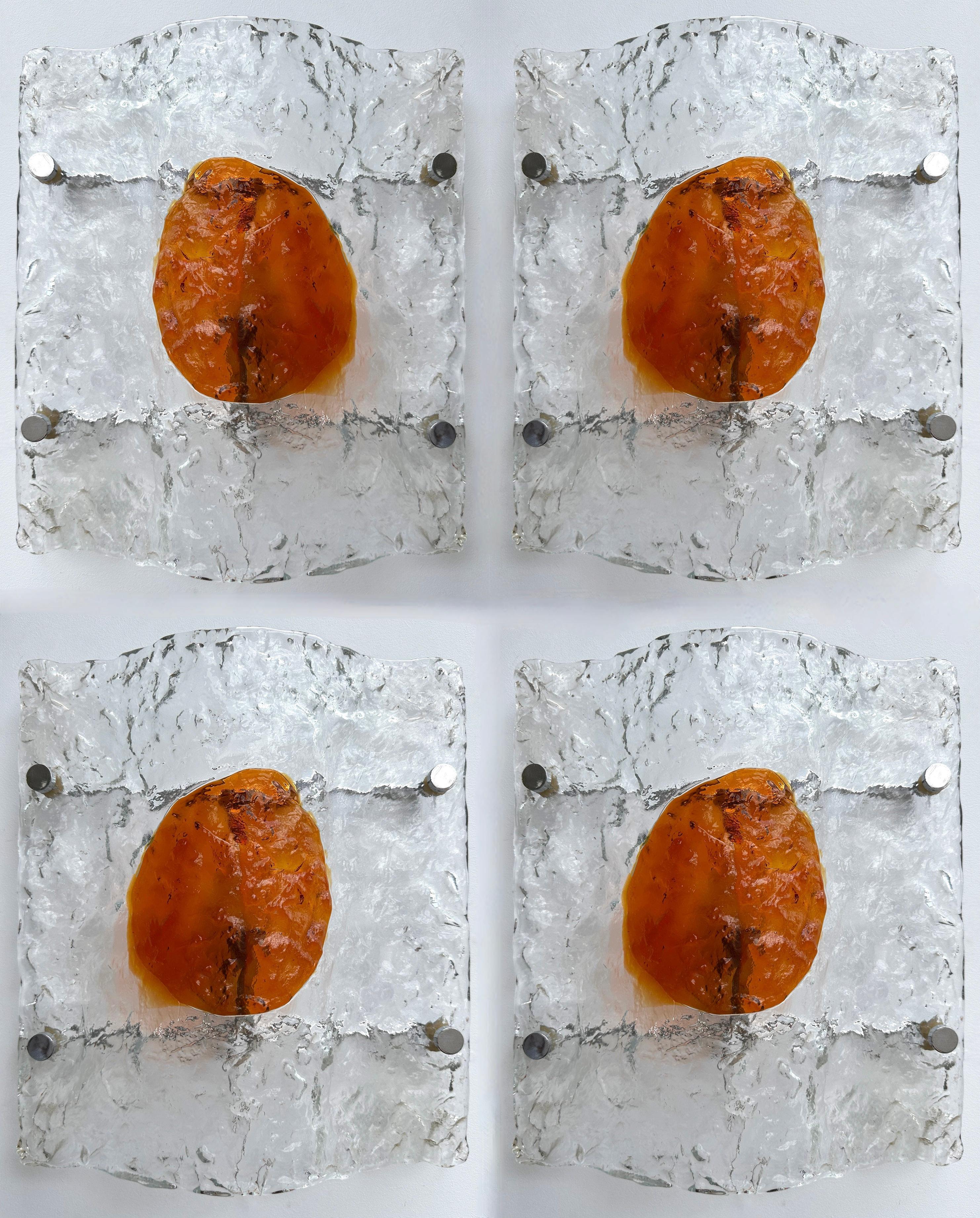 Pair of Sconces Murano Glass by Toni Zuccheri for Mazzega, Italy, 1970s For Sale 3
