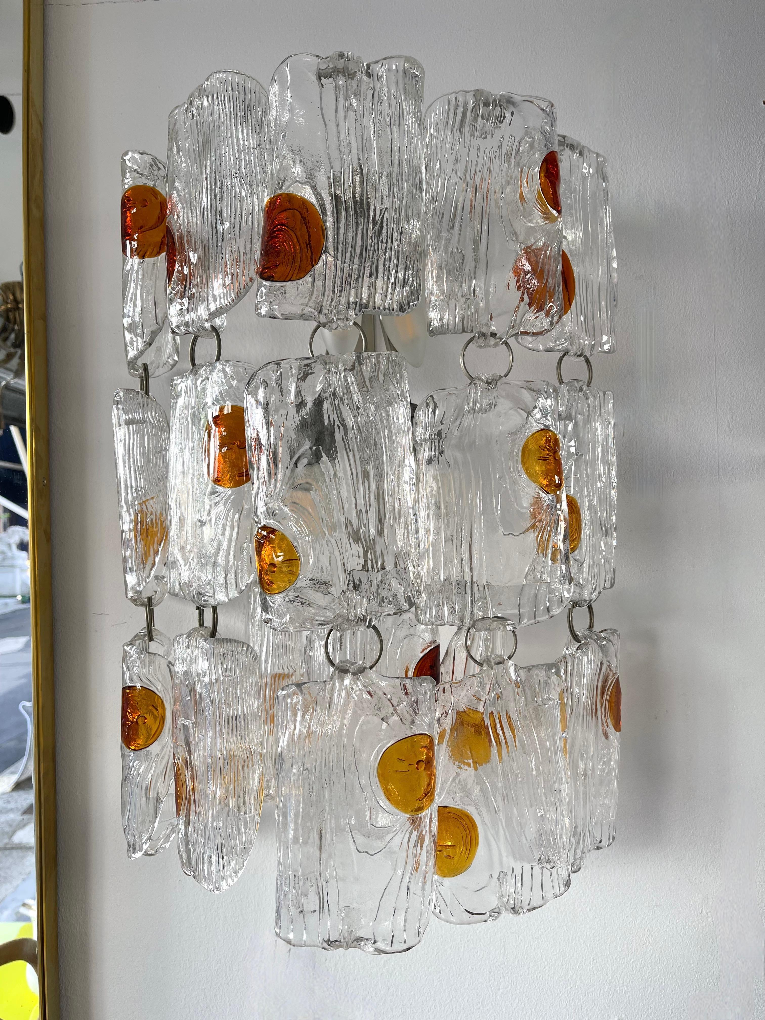 Wandleuchter aus Muranoglas von Toni Zuccheri für Mazzega, Italien, 1970er Jahre, Paar 6