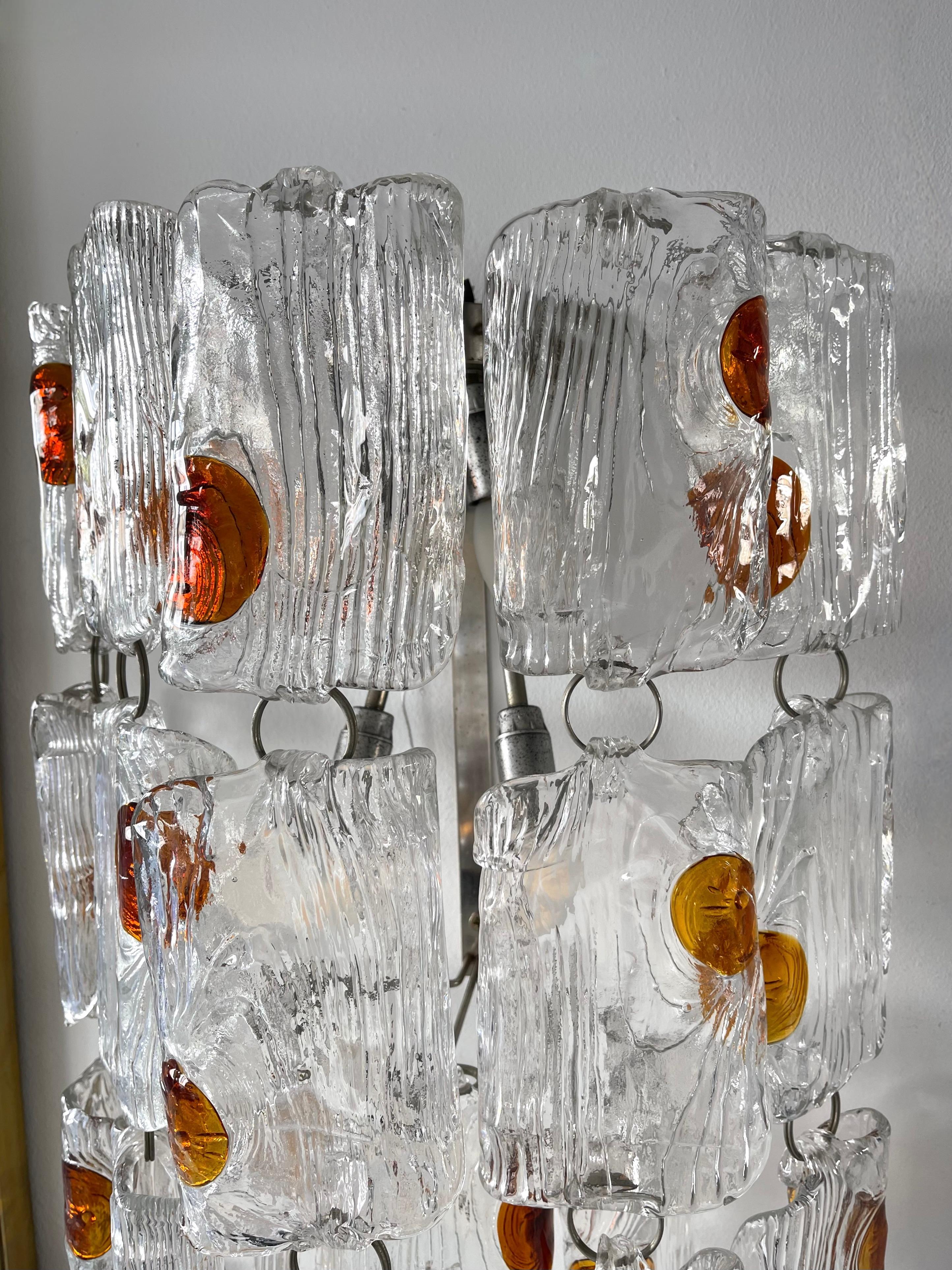 Pair of Sconces Murano Glass by Toni Zuccheri for Mazzega, Italy, 1970s 7