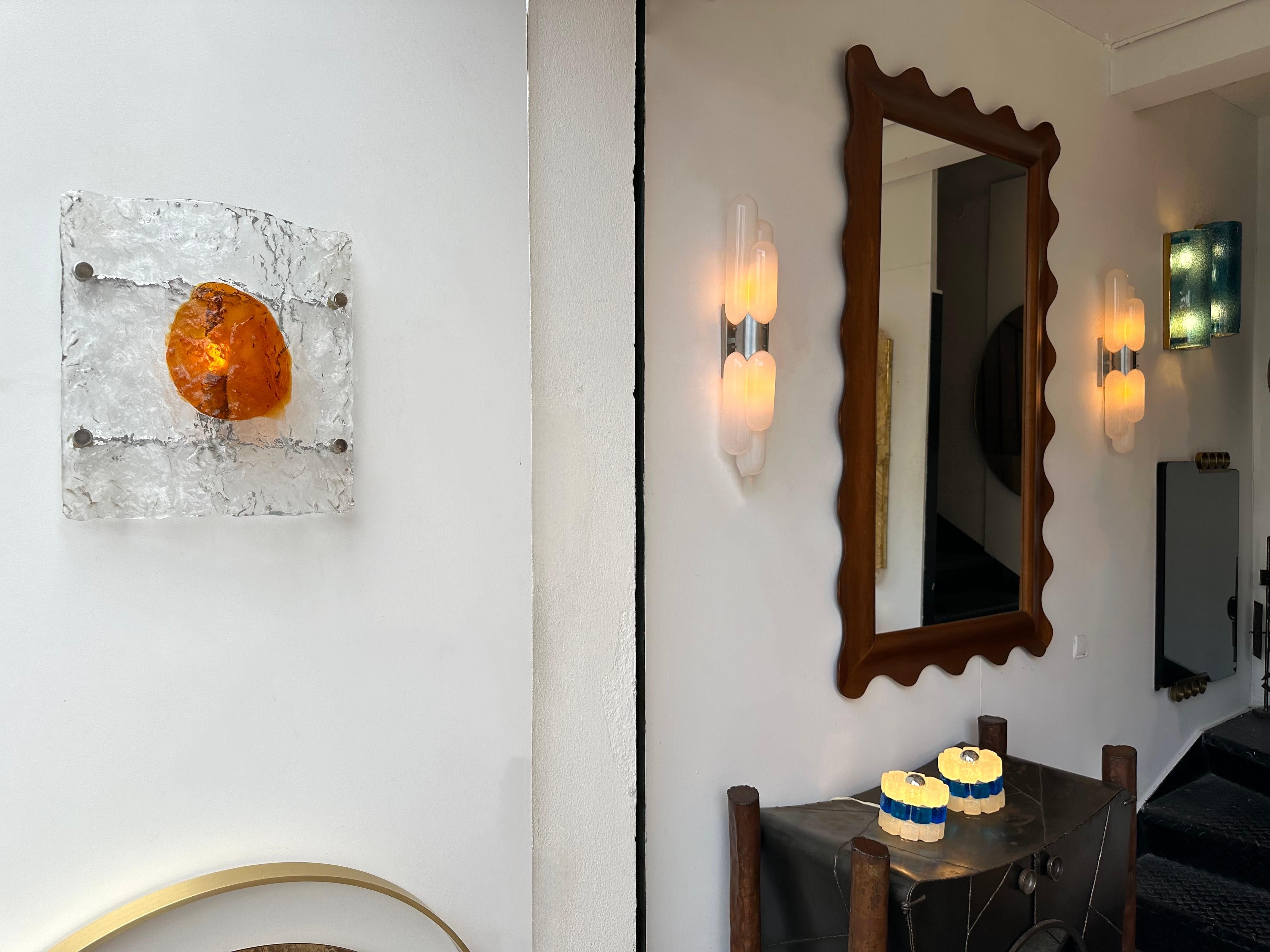 Mid-Century Modern Pair of Sconces Murano Glass by Toni Zuccheri for Mazzega, Italy, 1970s For Sale