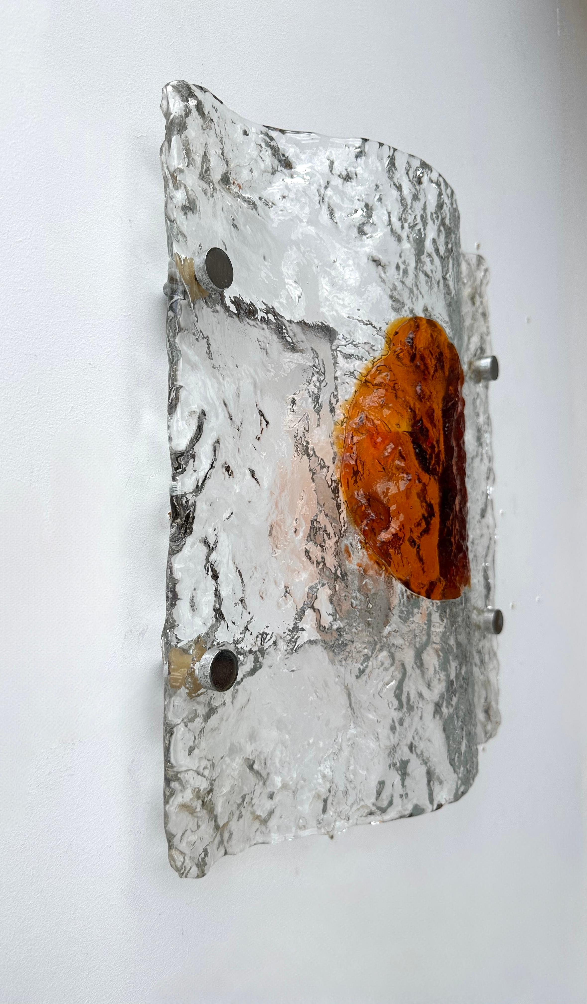 Pair of Sconces Murano Glass by Toni Zuccheri for Mazzega, Italy, 1970s In Good Condition For Sale In SAINT-OUEN, FR