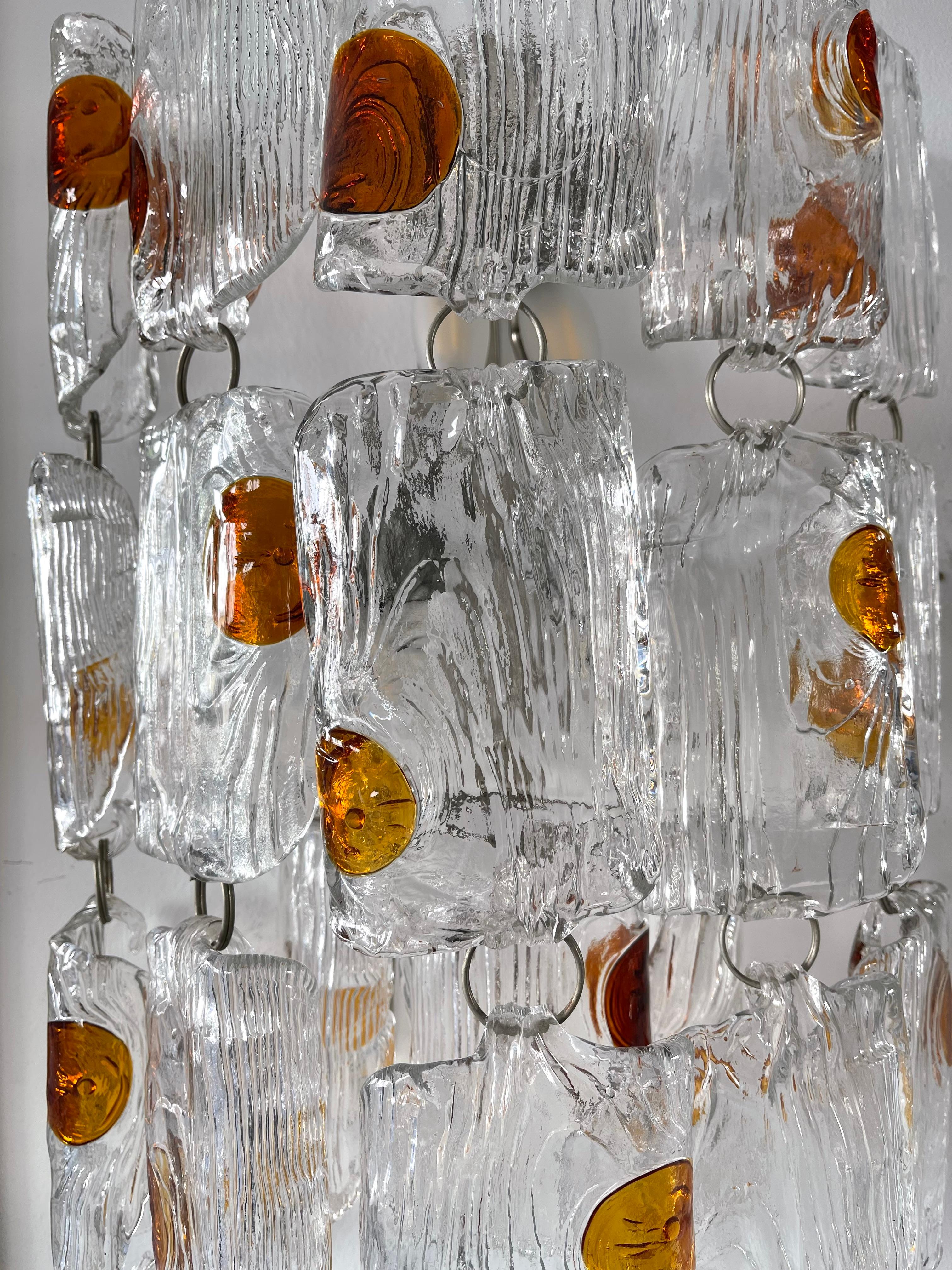 Pair of Sconces Murano Glass by Toni Zuccheri for Mazzega, Italy, 1970s 1