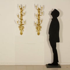 Pair of Sconces Napoleon III Bronze Wood Gilded, Italy, Mid-1800s