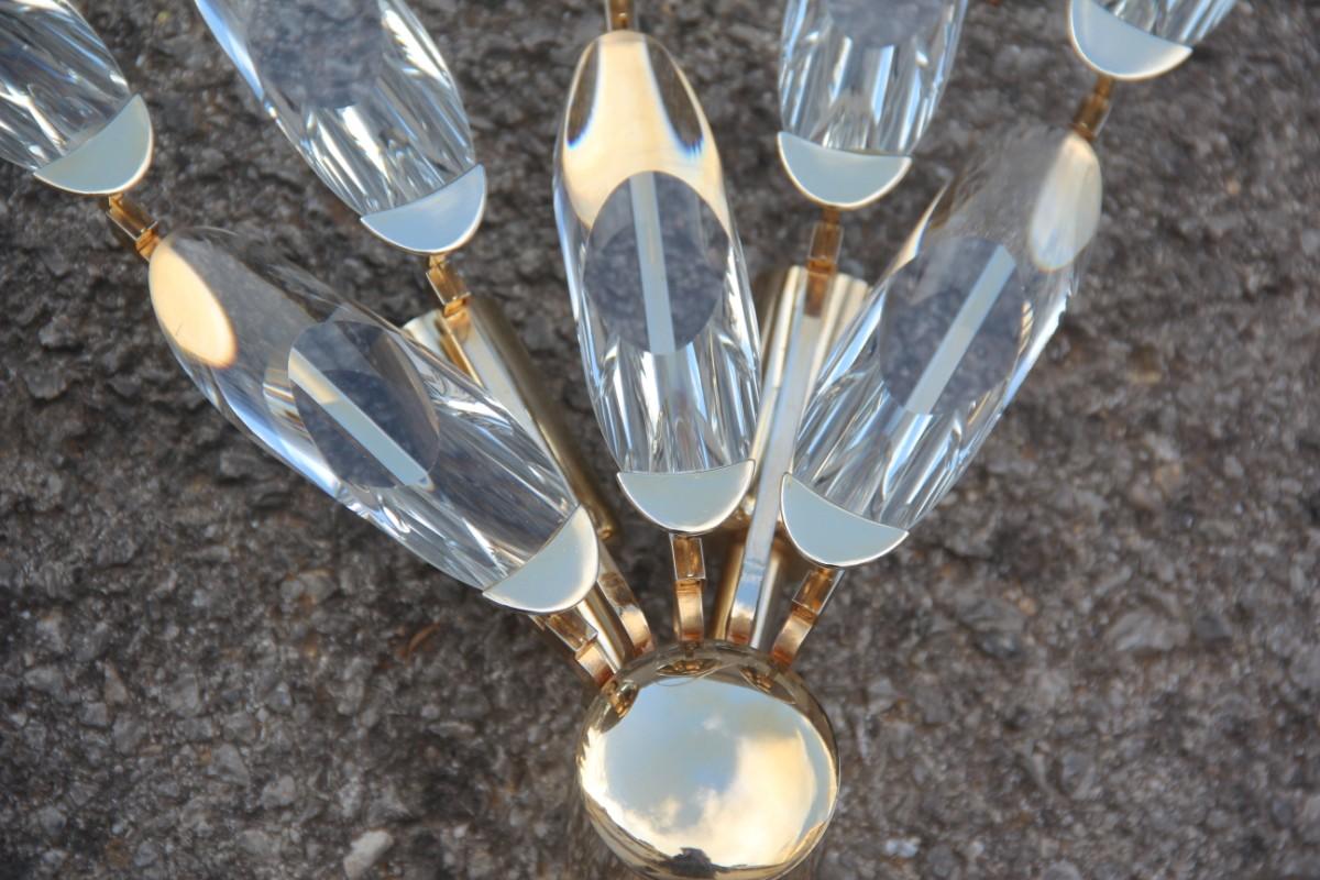 Mid-Century Modern Pair of Sconces Stilkronen Design Gold Plated Crystal Italian Design, 1970