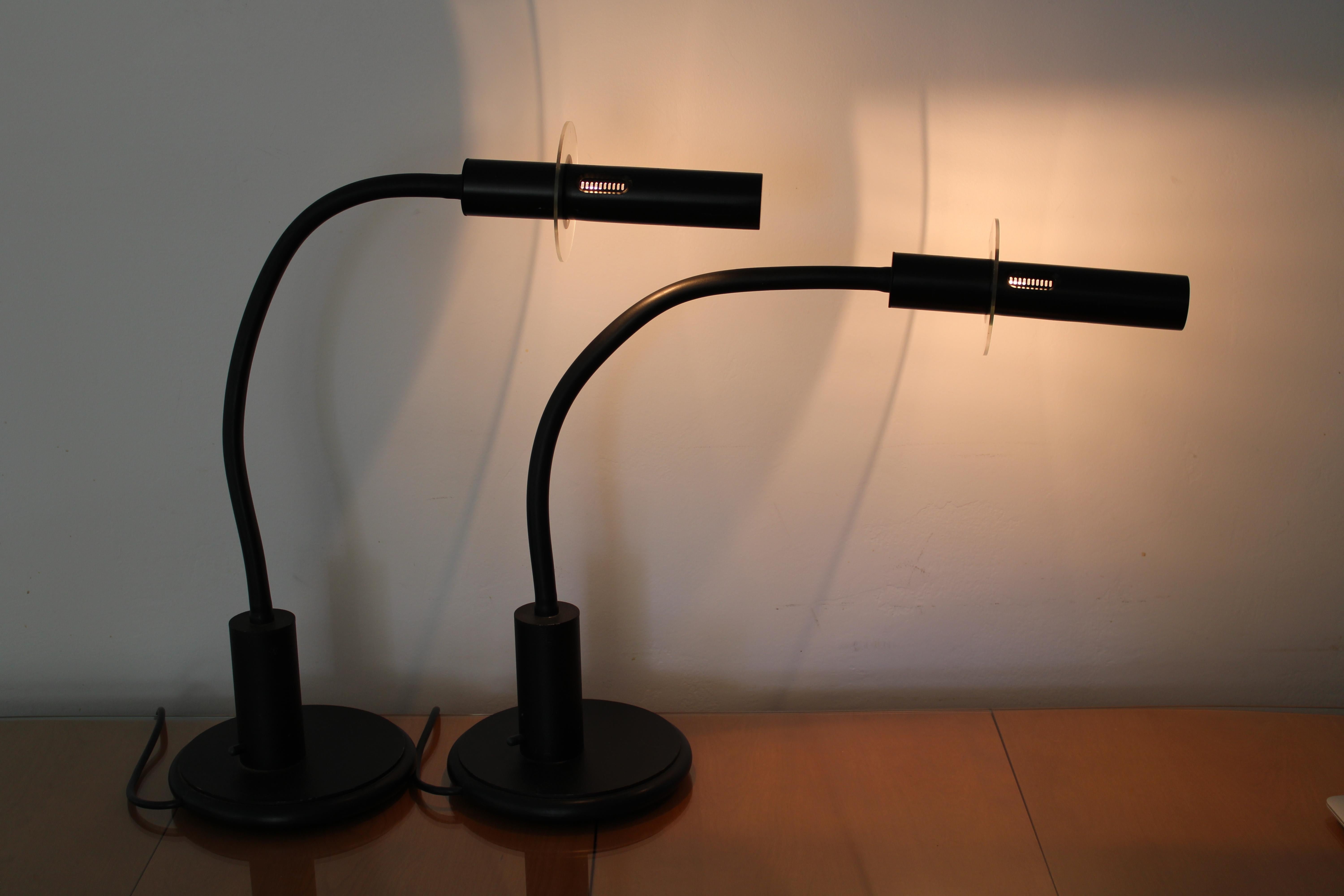 Steel Pair of Sconces / Table Lamps by Lumanetics, Emeryville, CA For Sale