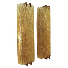 Coppia di appliques in vetro di Murano e ottone