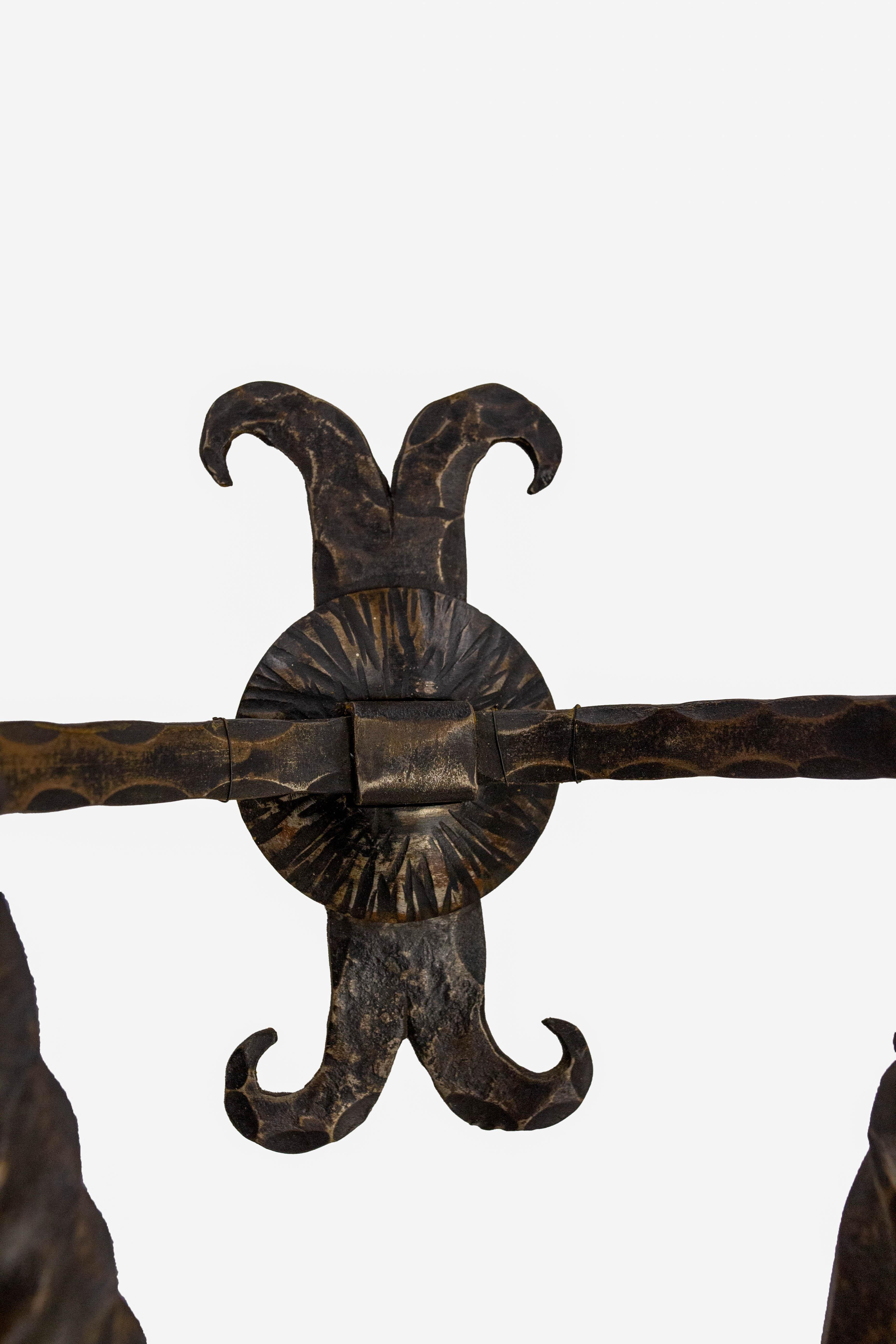 Pareja de Apliques Lámpara de Pared Hierro Forjado, circa 1960, Francés Hierro forjado en venta