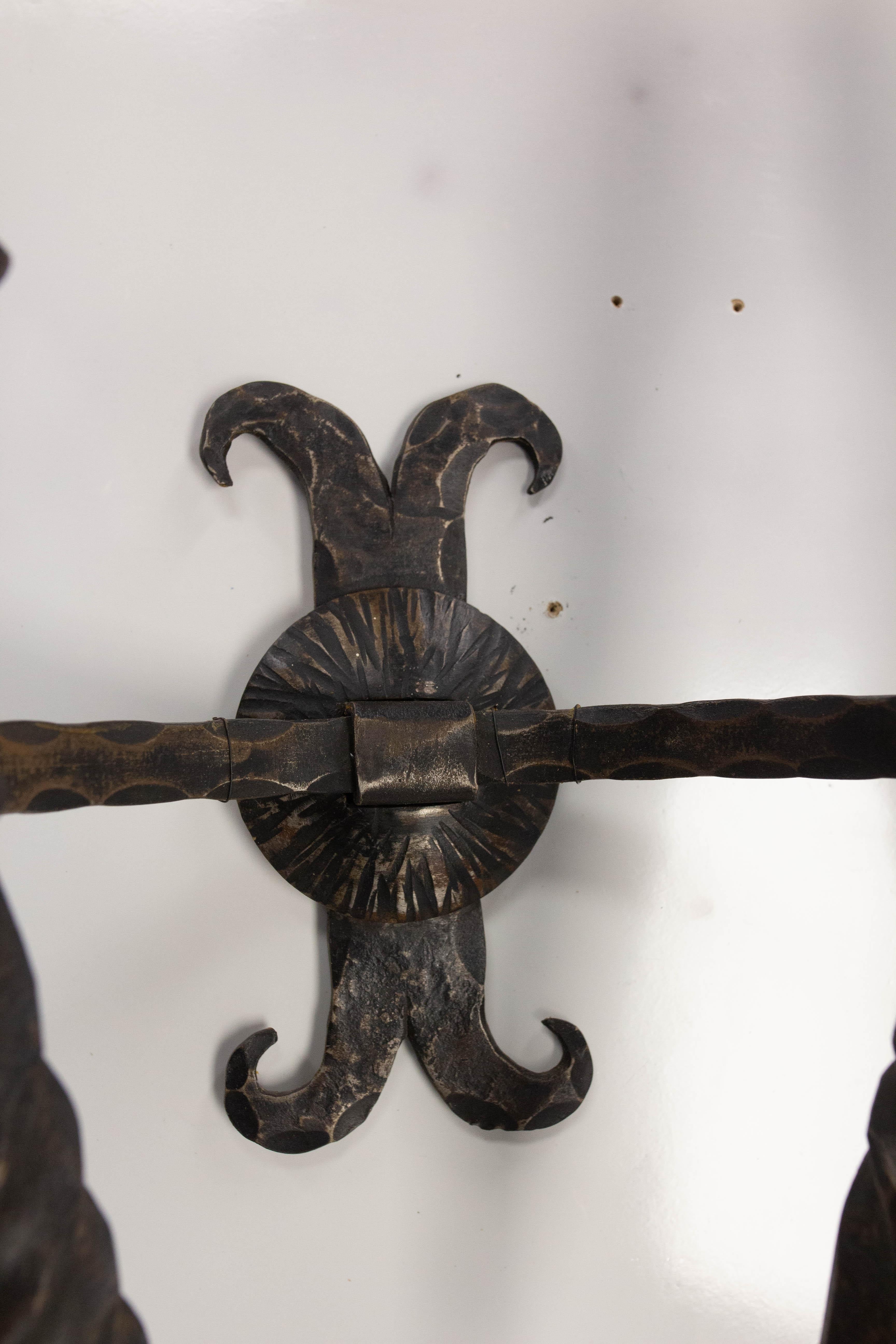 Pareja de Apliques Lámpara de Pared Hierro Forjado, circa 1960, Francés en venta 1