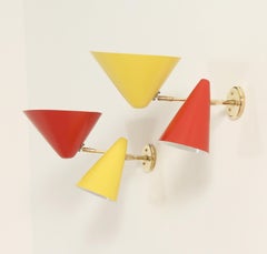 Pair of Sconces with Double Rotary Shades from 1950's, Italy